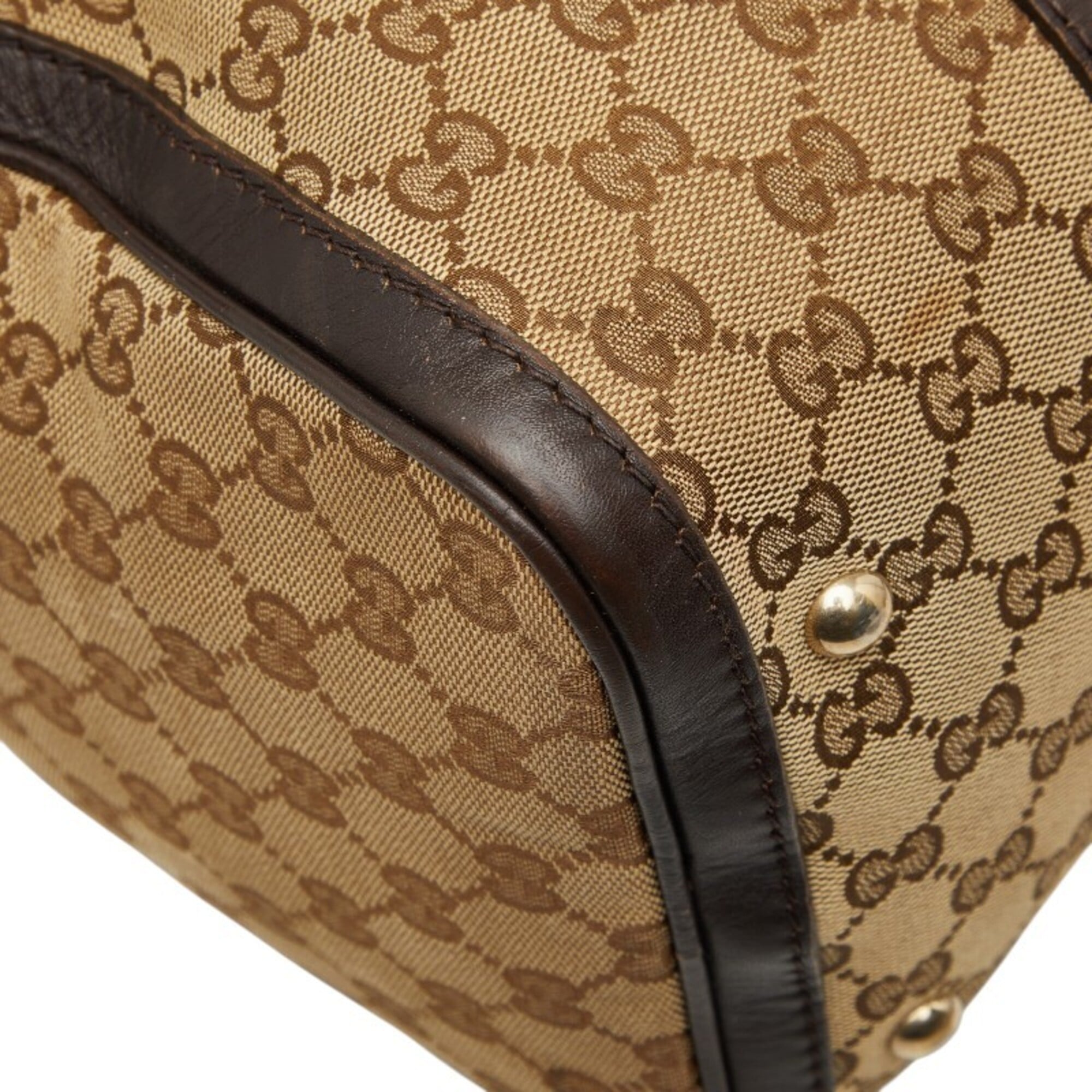 Gucci Beige Multi-Color Canvas Leather Boston Bag Shoulder Bag (Pre-Owned)
