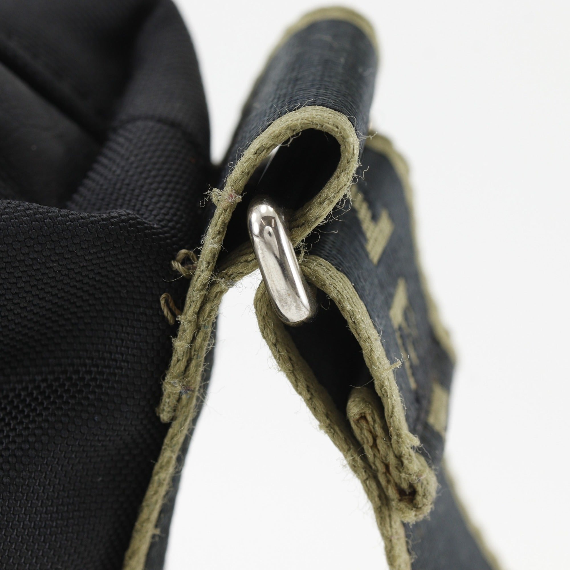 Chanel Black Khaki Nylon Canvas Shoulder Bag (Pre-Owned)