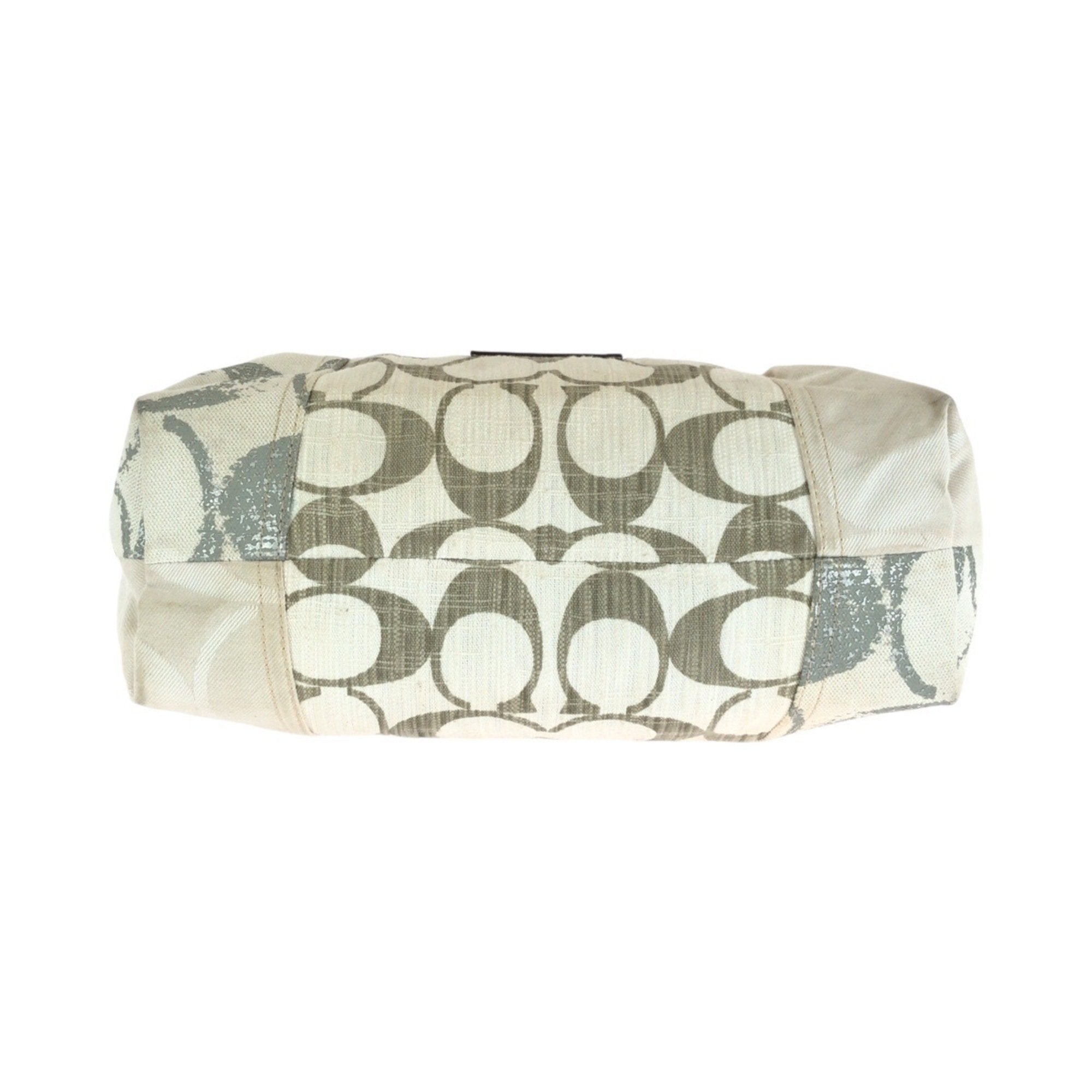 Coach Ivory Signature Line Handbag Tote Bag (Pre-Owned)