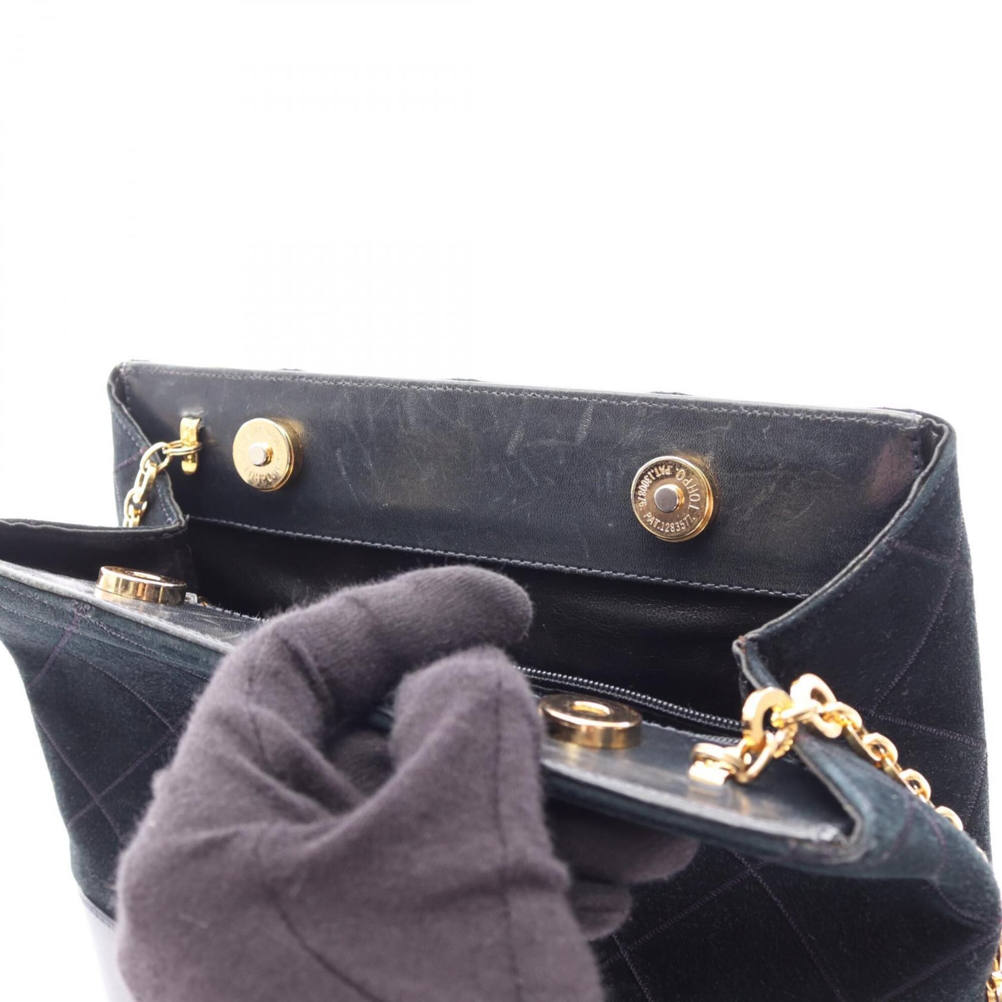 Salvatore Ferragamo Black Leather Suede Handbag Shoulder Bag (Pre-Owned)