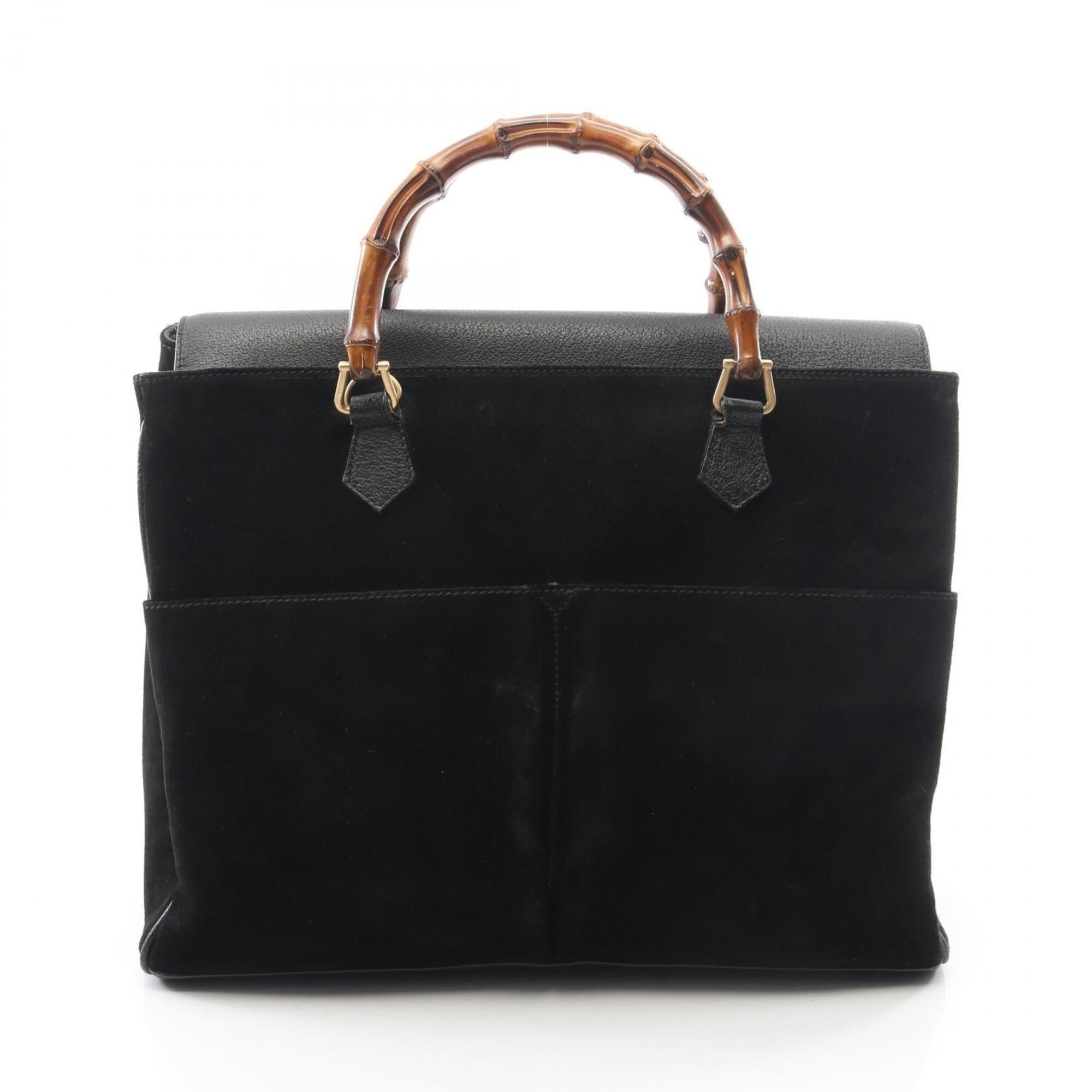 Gucci Black Leather Suede Handbag (Pre-Owned)