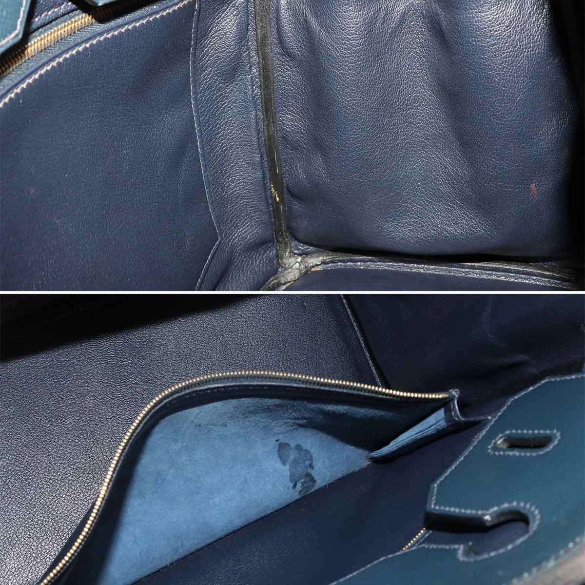 Hermes Haute A Courroies Blue Indigo Courchevel Leather Handbag (Pre-Owned)
