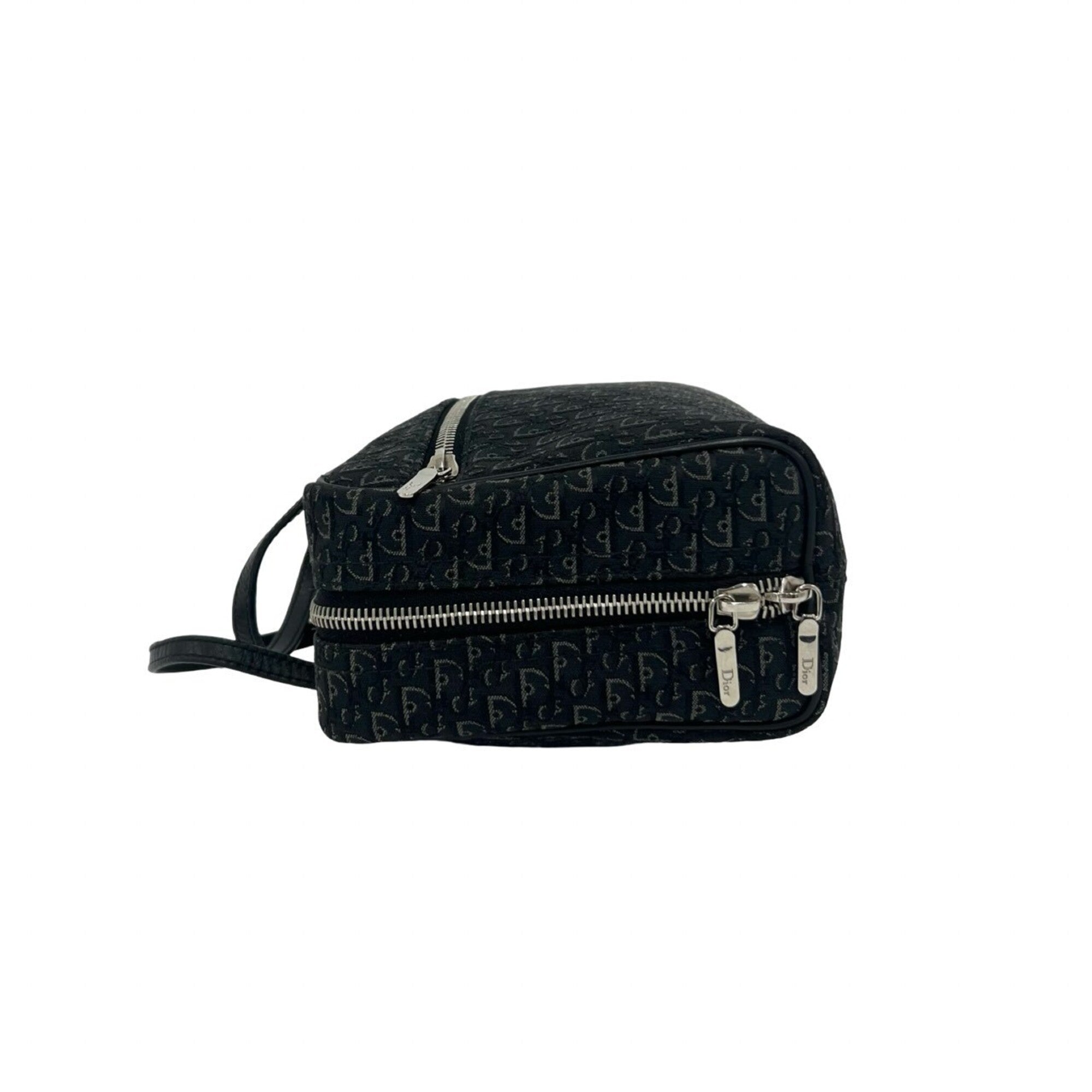 Christian Dior Black Canvas Leather Boston Bag Handbag (Pre-Owned)