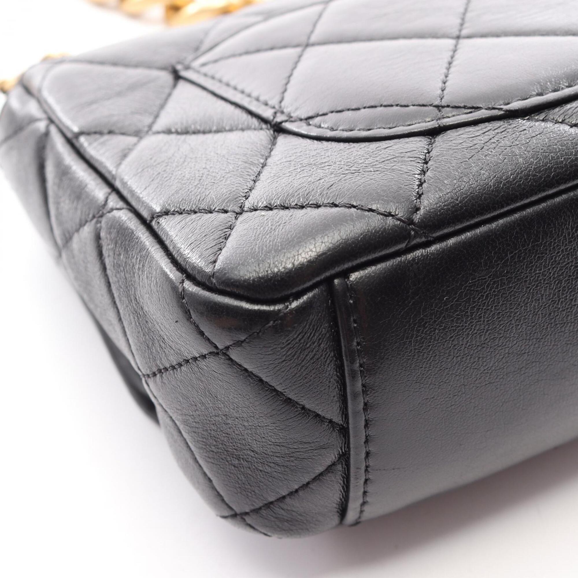 Chanel Black Leather Handbag Shoulder Bag (Pre-Owned)