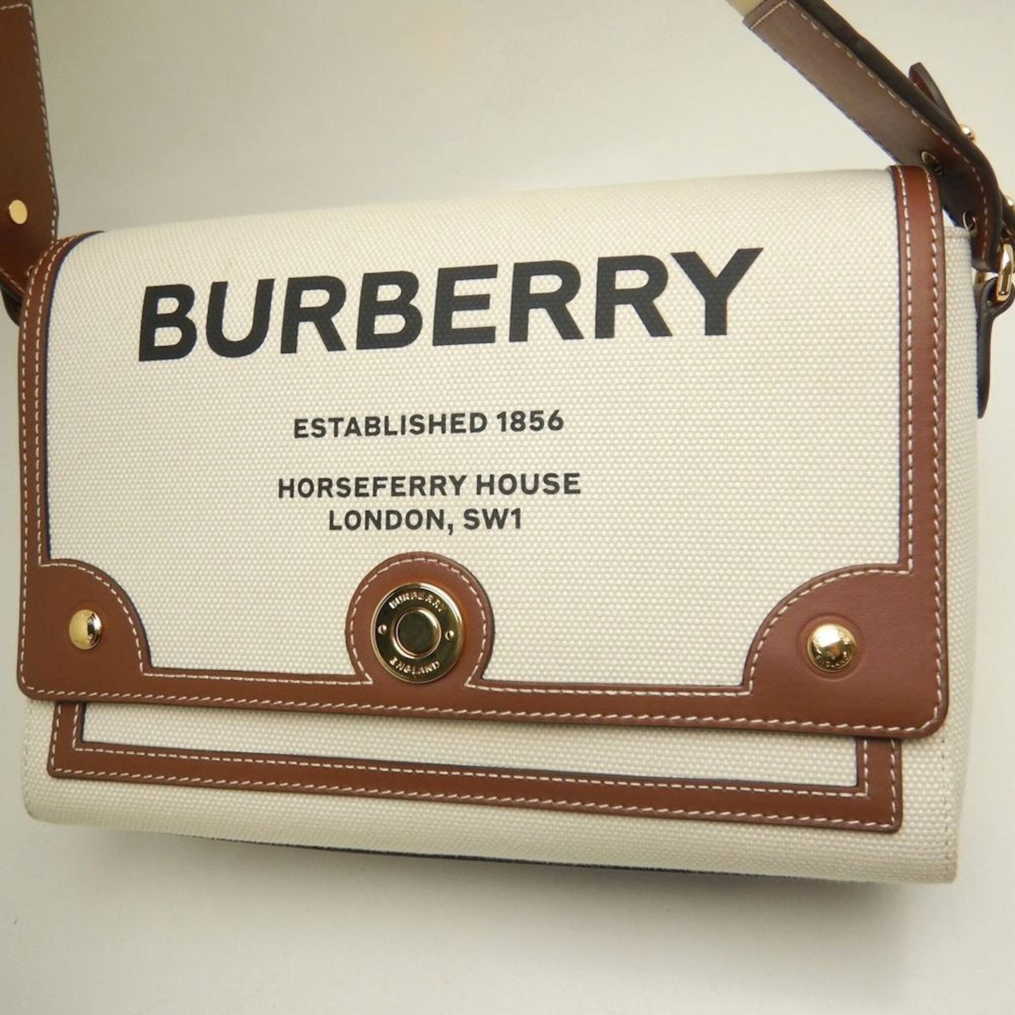Burberry Gold Canvas Leather Shoulder Bag (Pre-Owned)