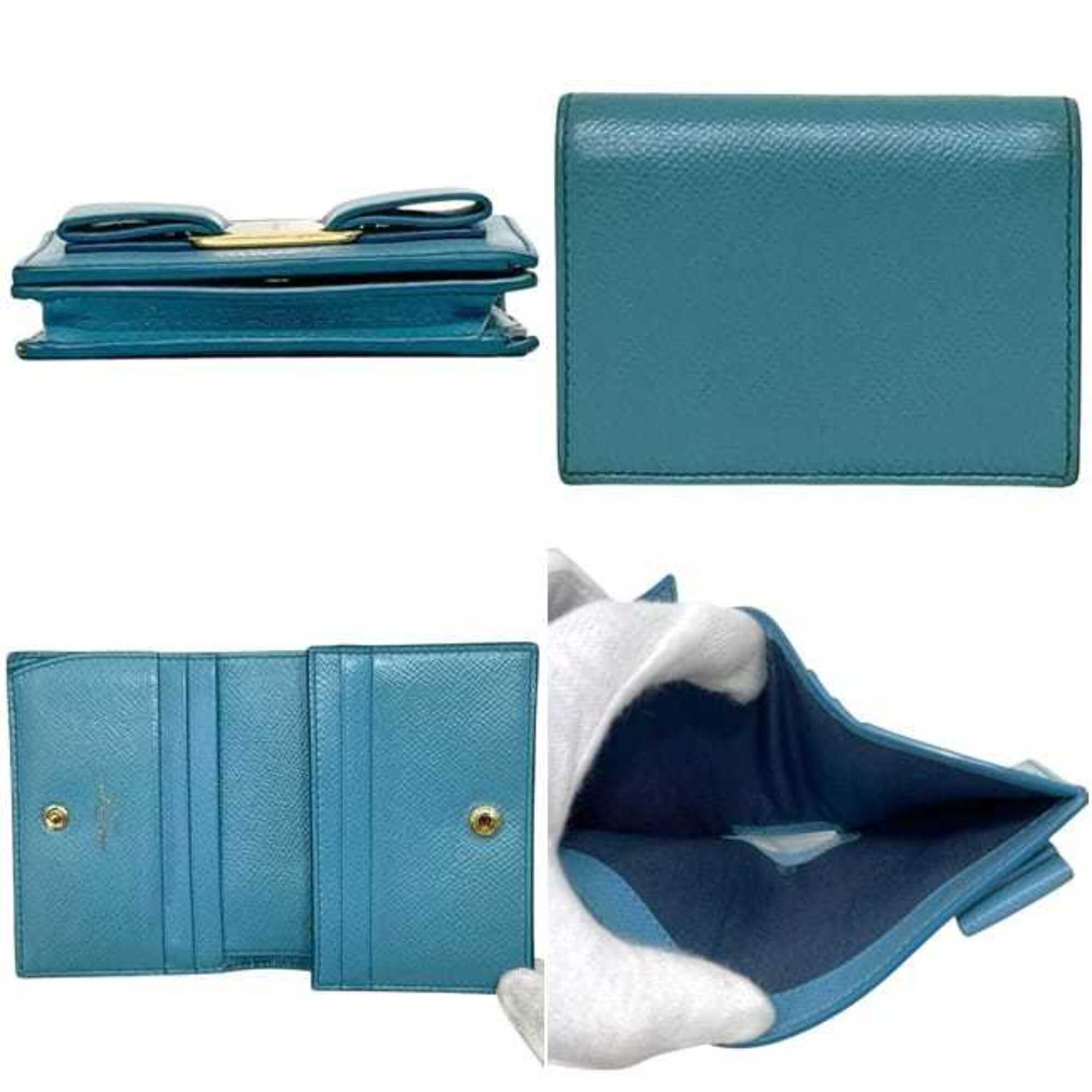 Salvatore Ferragamo Light Blue Leather Wallet (Bi-Fold) (Pre-Owned)