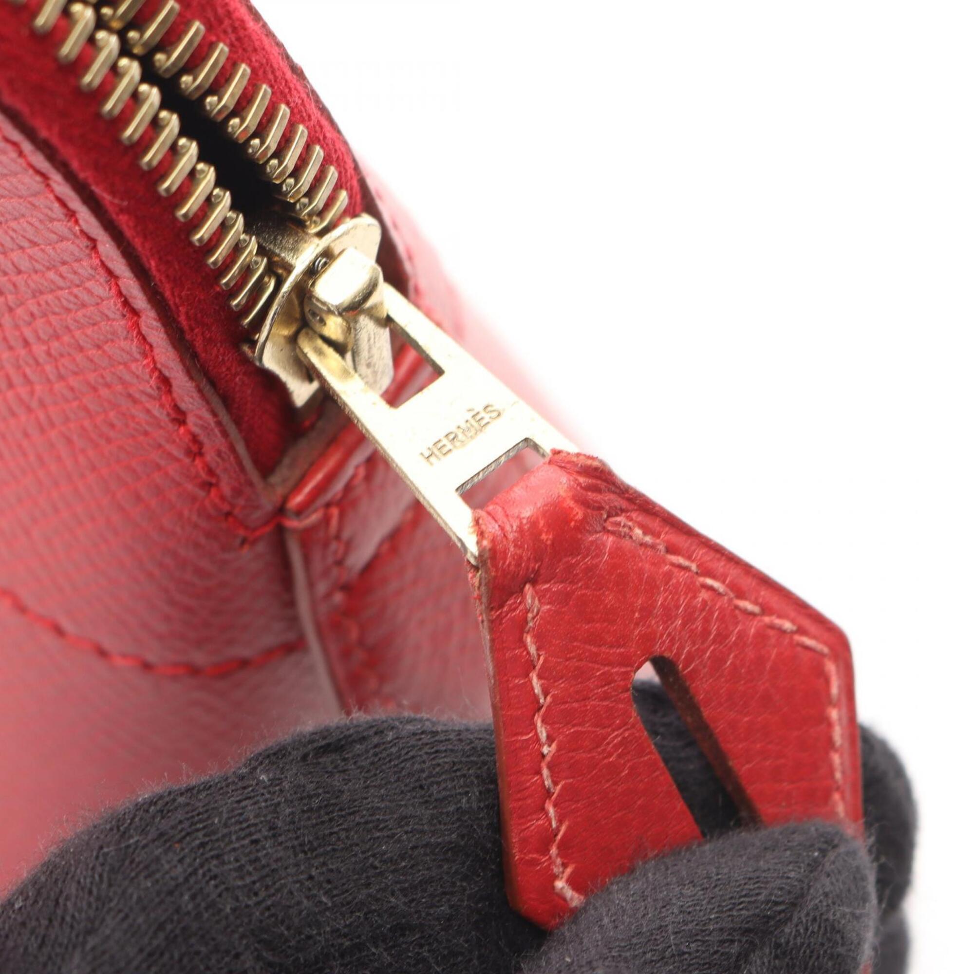 Hermes Red Color Courchevel Leather Handbag (Pre-Owned)