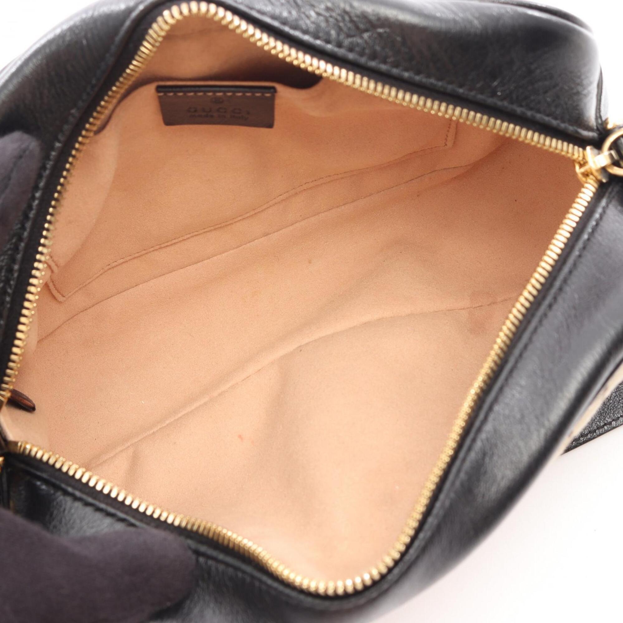 Gucci Gg Marmont Beige Black Brown Canvas Leather Handbag Shoulder Bag (Pre-Owned)