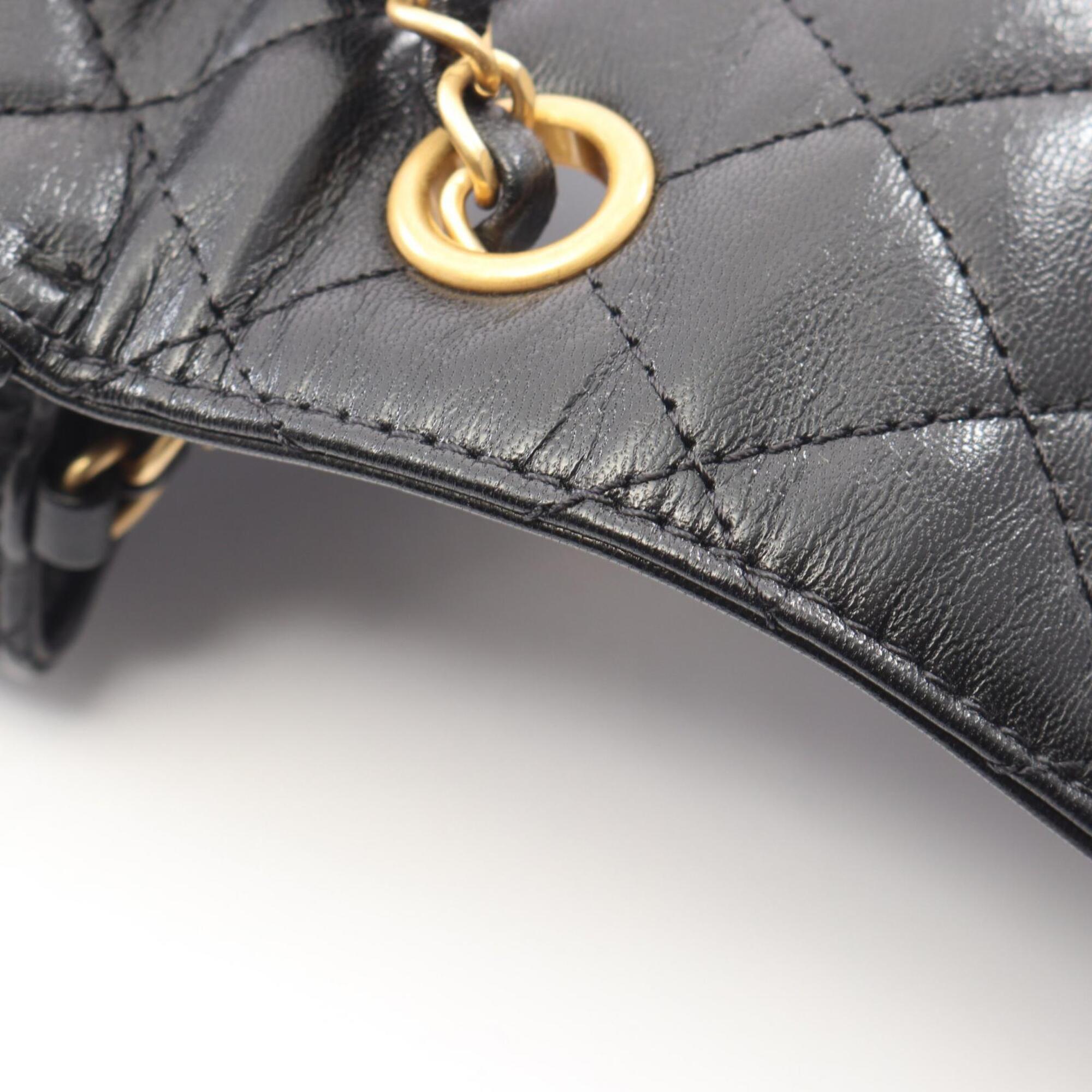 Chanel Matelasse Black Leather Handbag Shoulder Bag (Pre-Owned)