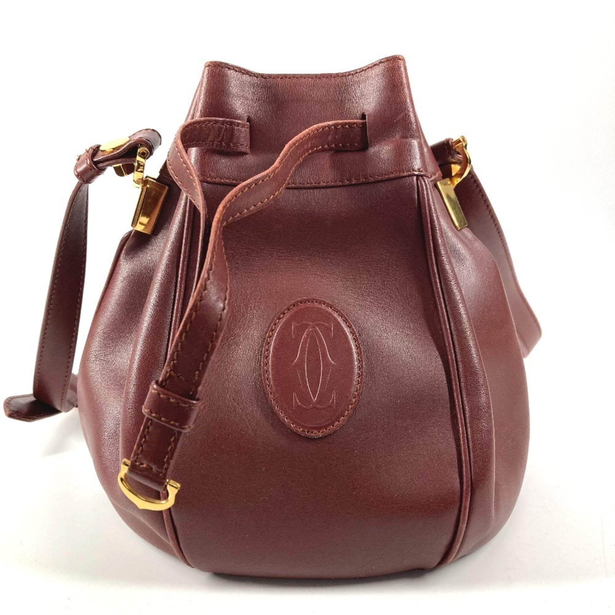 Cartier Must Wine Red Leather Shoulder Bag (Pre-Owned)