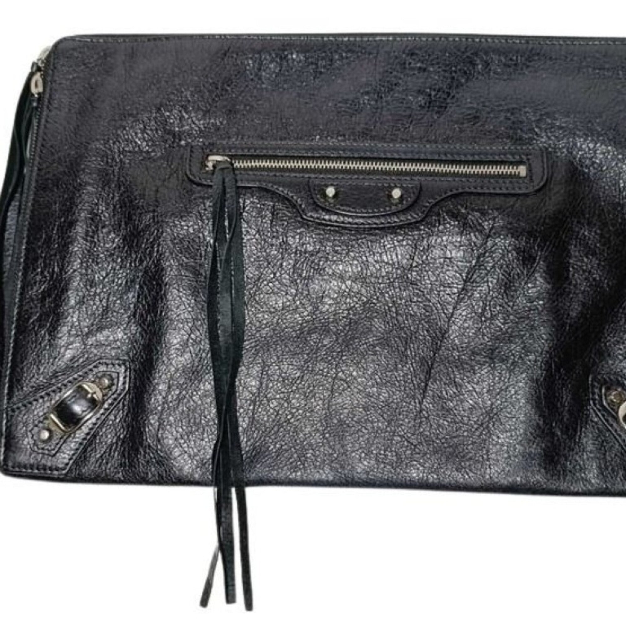 Balenciaga Black Leather Clutch Bag (Pre-Owned)