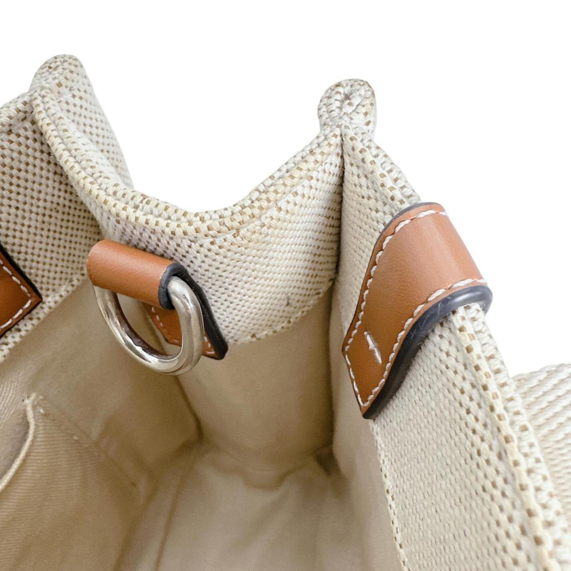 Chloé Beige Canvas Leather Handbag Tote Bag (Pre-Owned)