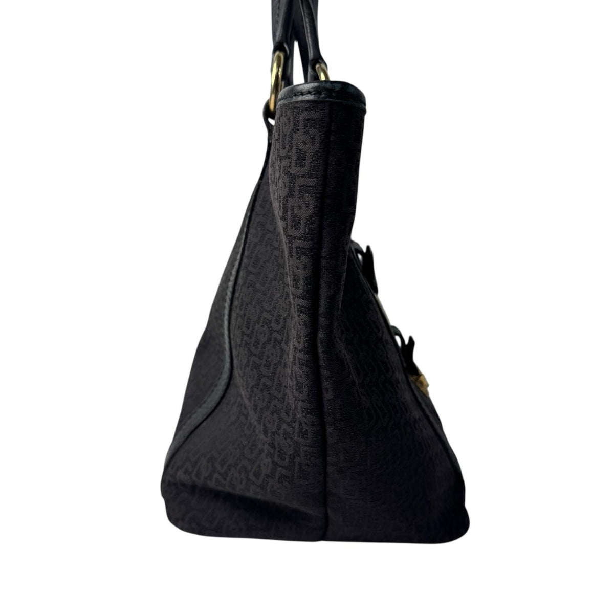 Dolce & Gabbana Dark Brown Canvas Leather Handbag Tote Bag (Pre-Owned)