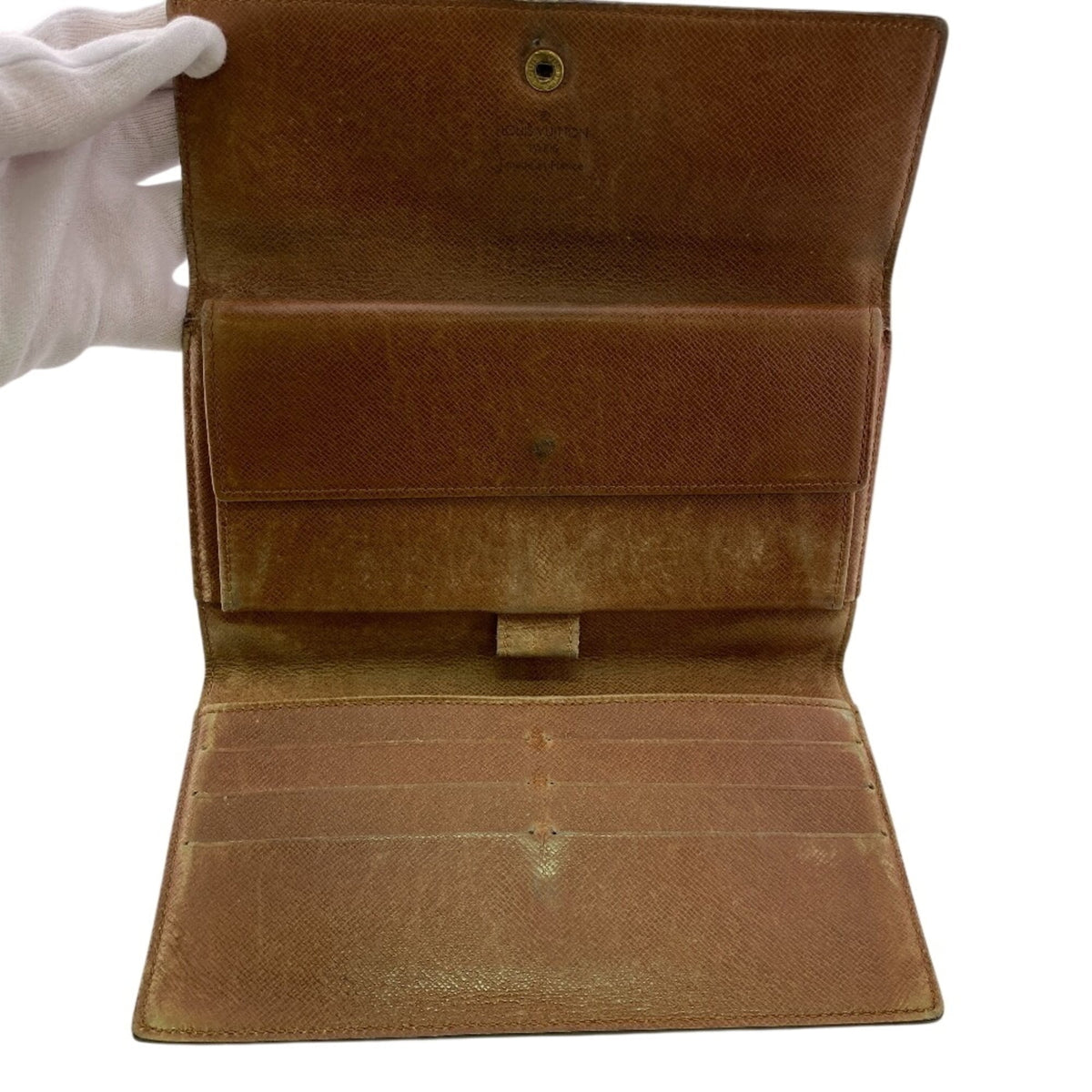 Louis Vuitton Brown Monogram Leather Wallet (Tri-Fold) (Pre-Owned)