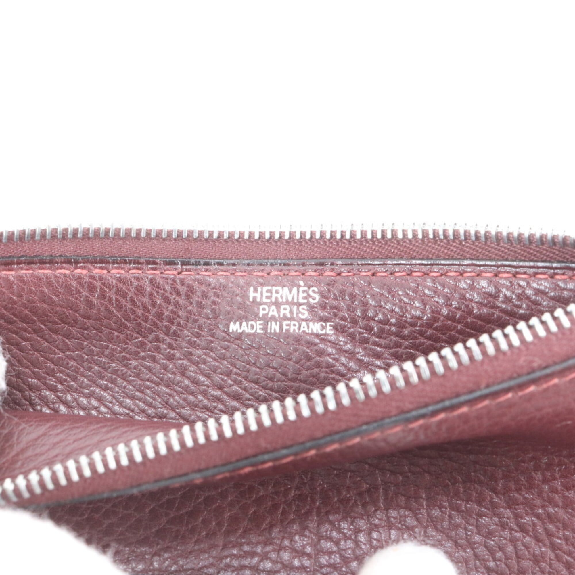 Hermes Red Color Wine Leather Long Wallet (Bi-Fold) (Pre-Owned)