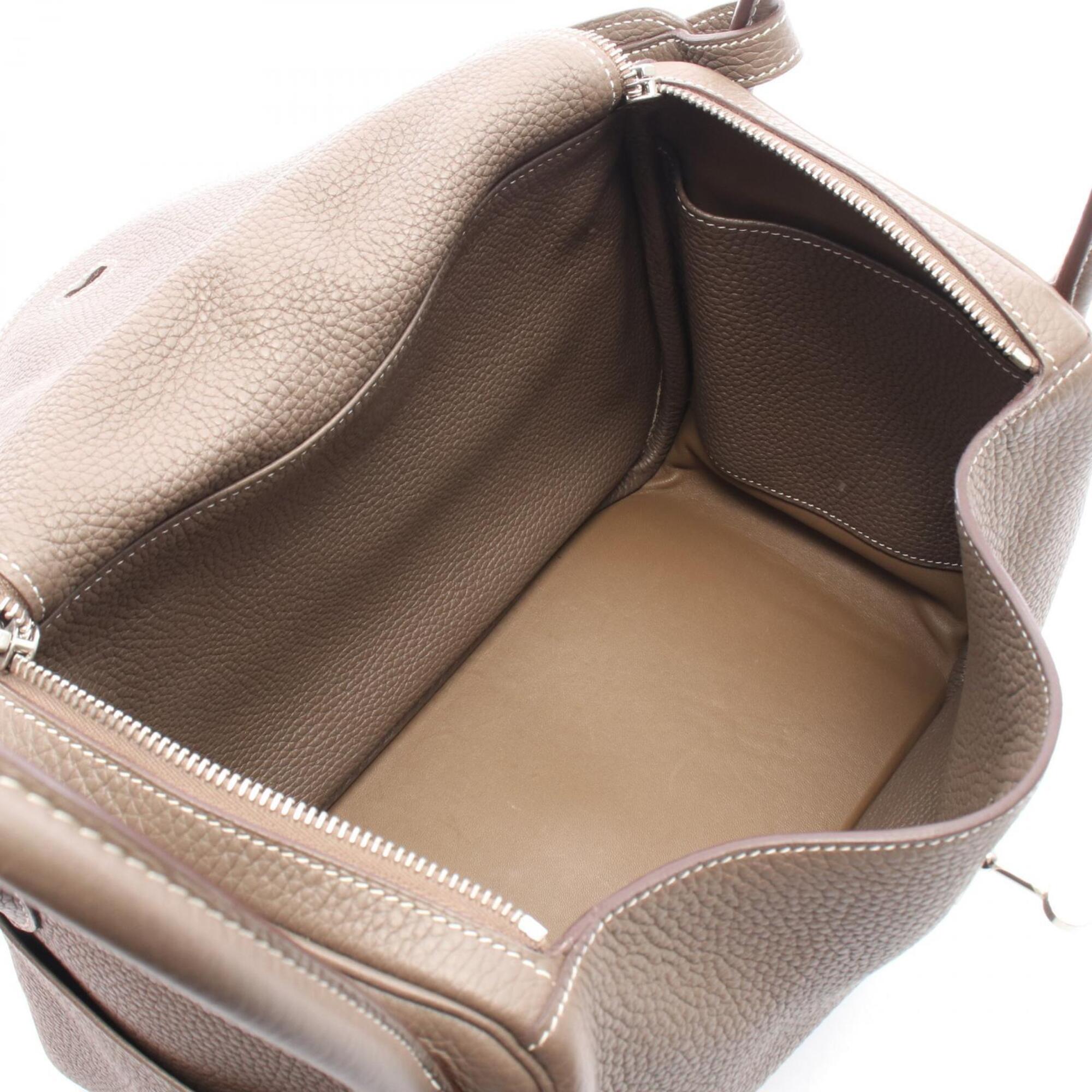 Hermes Etoupe Gray Gray Taurillon Clemence Leather Handbag Shoulder Bag (Pre-Owned)