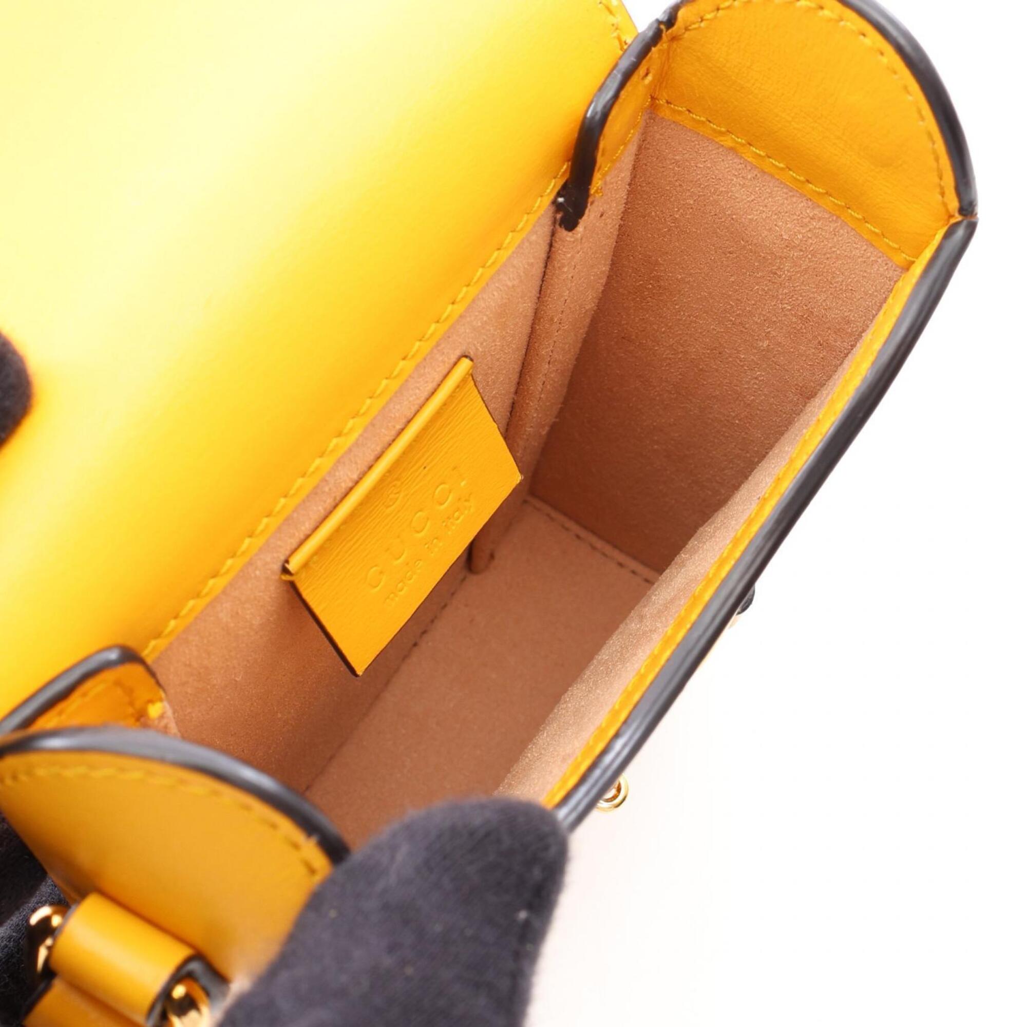 Gucci Yellow Leather Handbag Shoulder Bag (Pre-Owned)