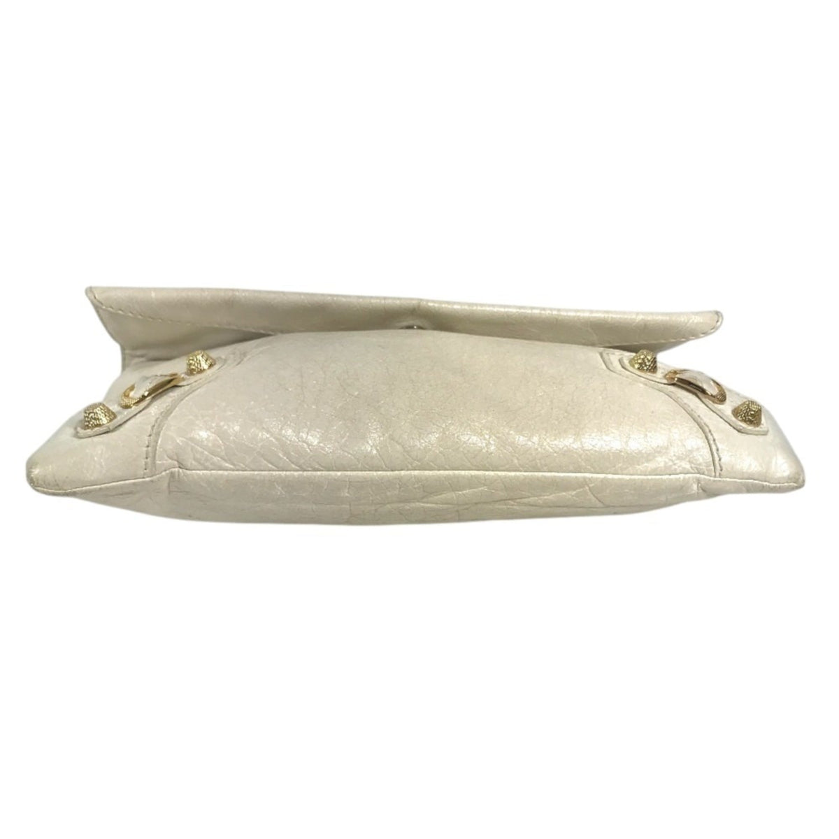 Balenciaga Gold White Leather Clutch Bag Handbag Pouch (Pre-Owned)