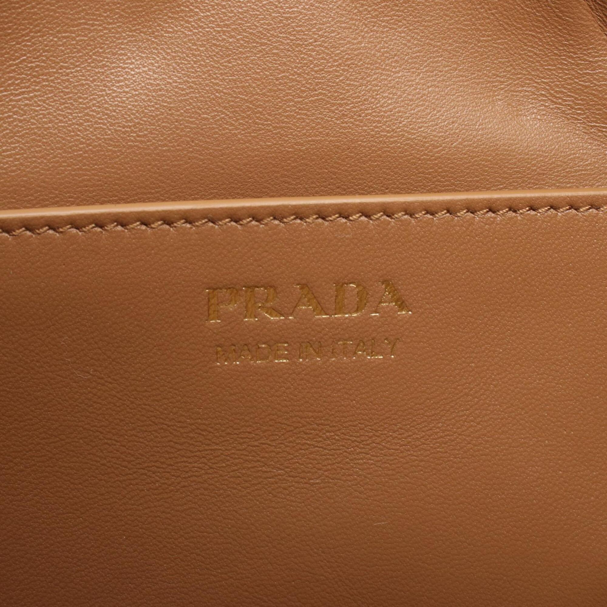 Prada Brown Leather Handbag Shoulder Bag (Pre-Owned)