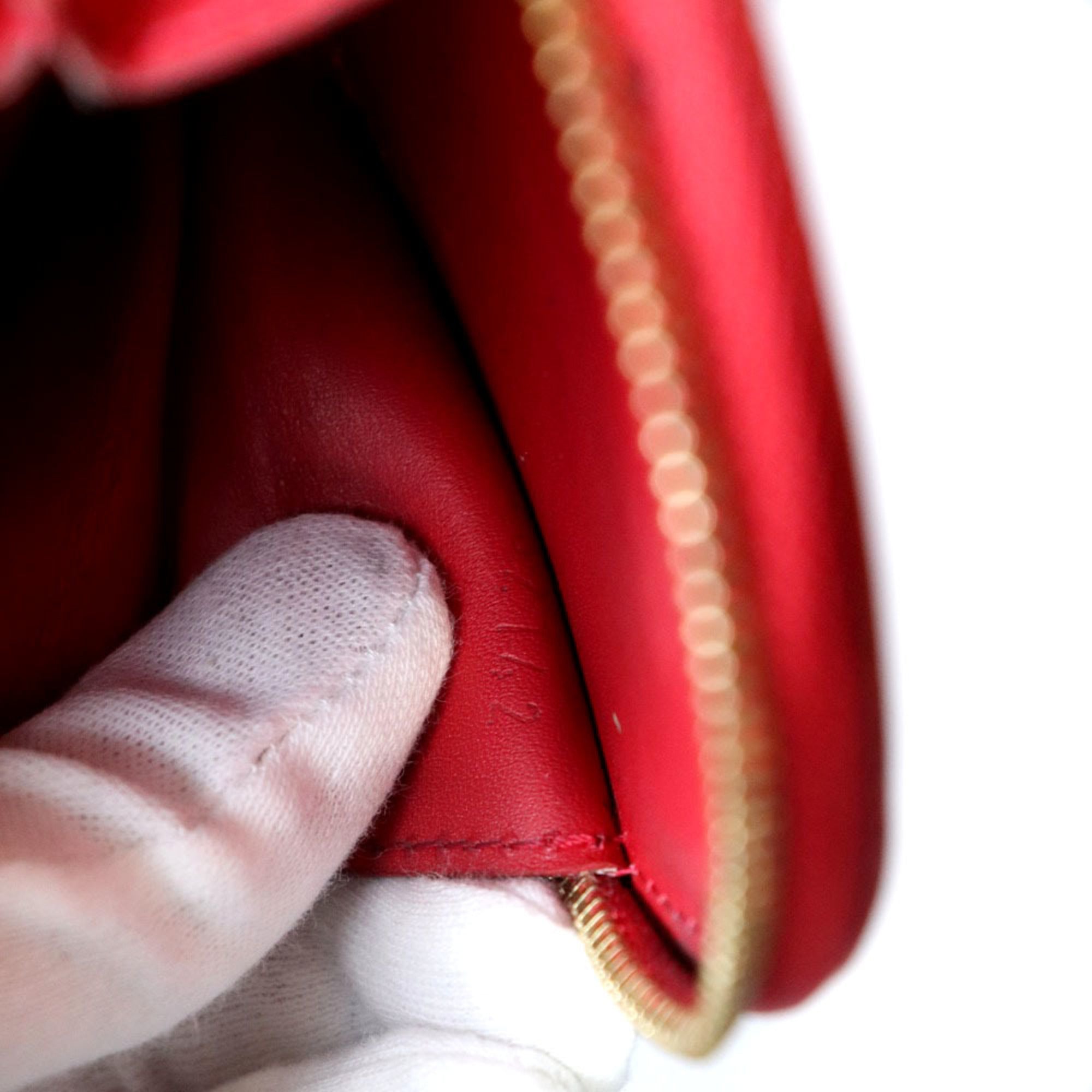 Louis Vuitton Red Color Monogram Vernis Coin Purse/Coin Case (Pre-Owned)
