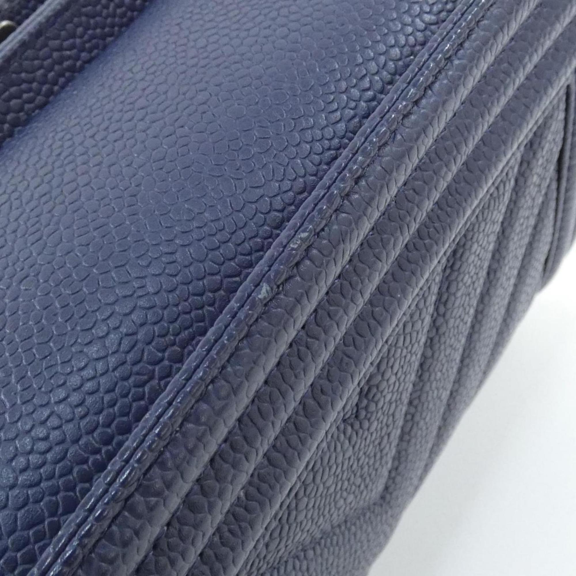 Chanel Navy Grained Calfskin Shoulder Bag (Pre-Owned)