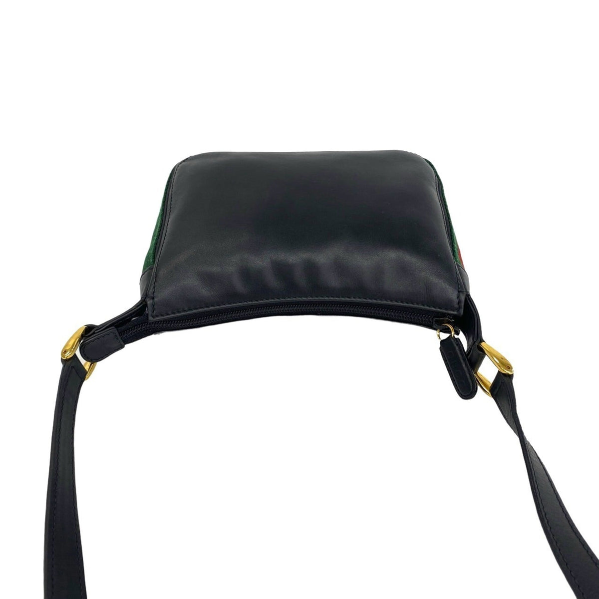 Gucci Black Green Red Color Leather Pochette Shoulder Bag (Pre-Owned)