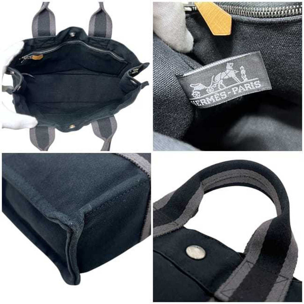 Hermes Deauville Black Canvas Handbag (Pre-Owned)