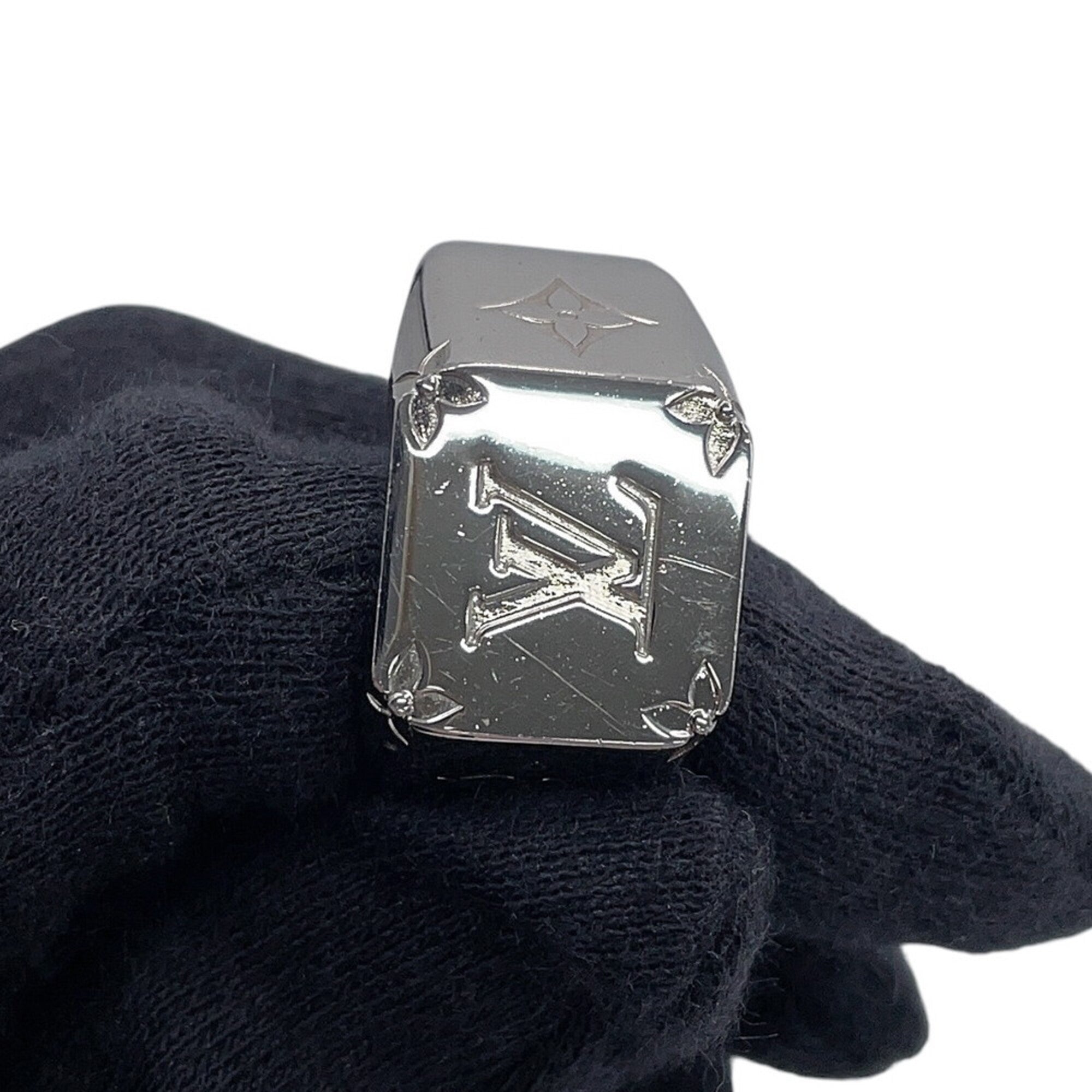 Louis Vuitton Silver Metal Band Ring (Pre-Owned)