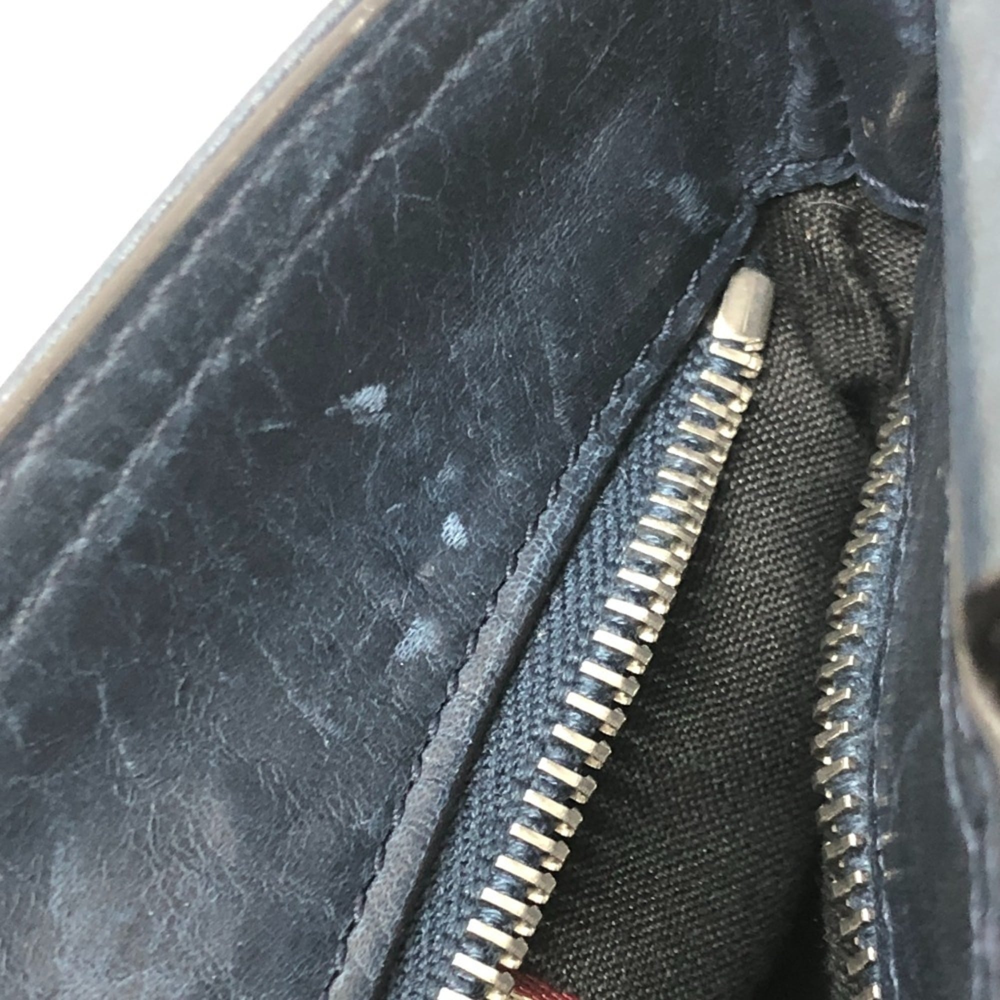 Bally Navy Leather Handbag Shoulder Bag (Pre-Owned)