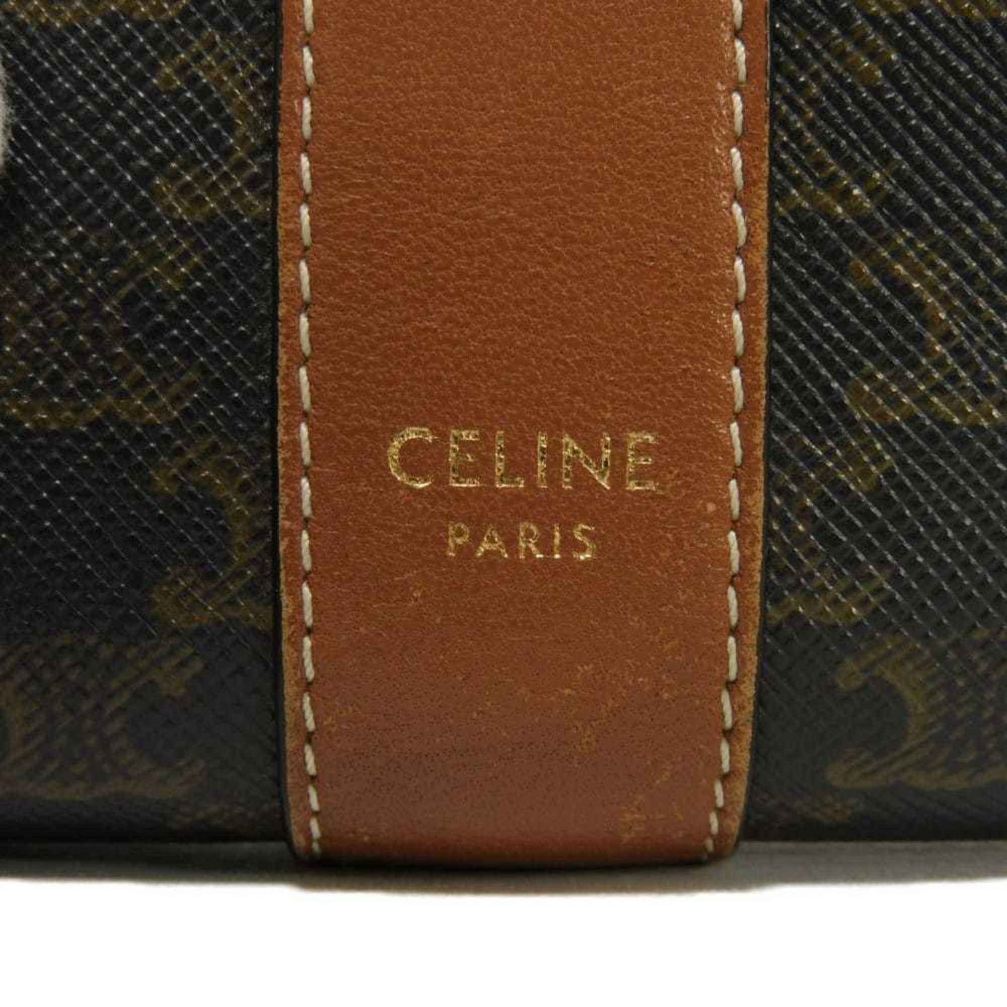 Celine Black Brown Coated Canvas Leather Wallet (Tri-Fold) (Pre-Owned)