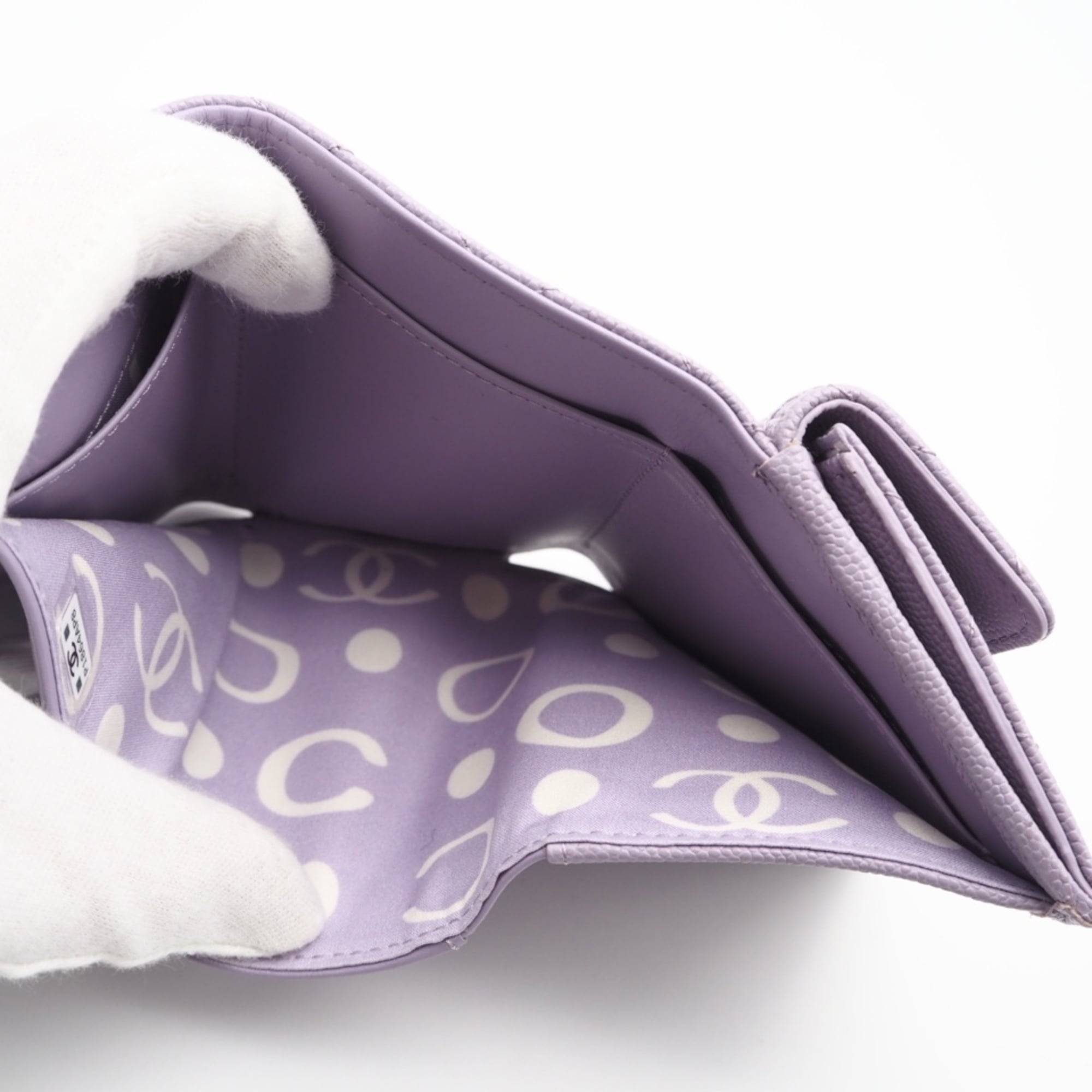 Christian Dior Purple White Leather Wallet (Tri-Fold) (Pre-Owned)