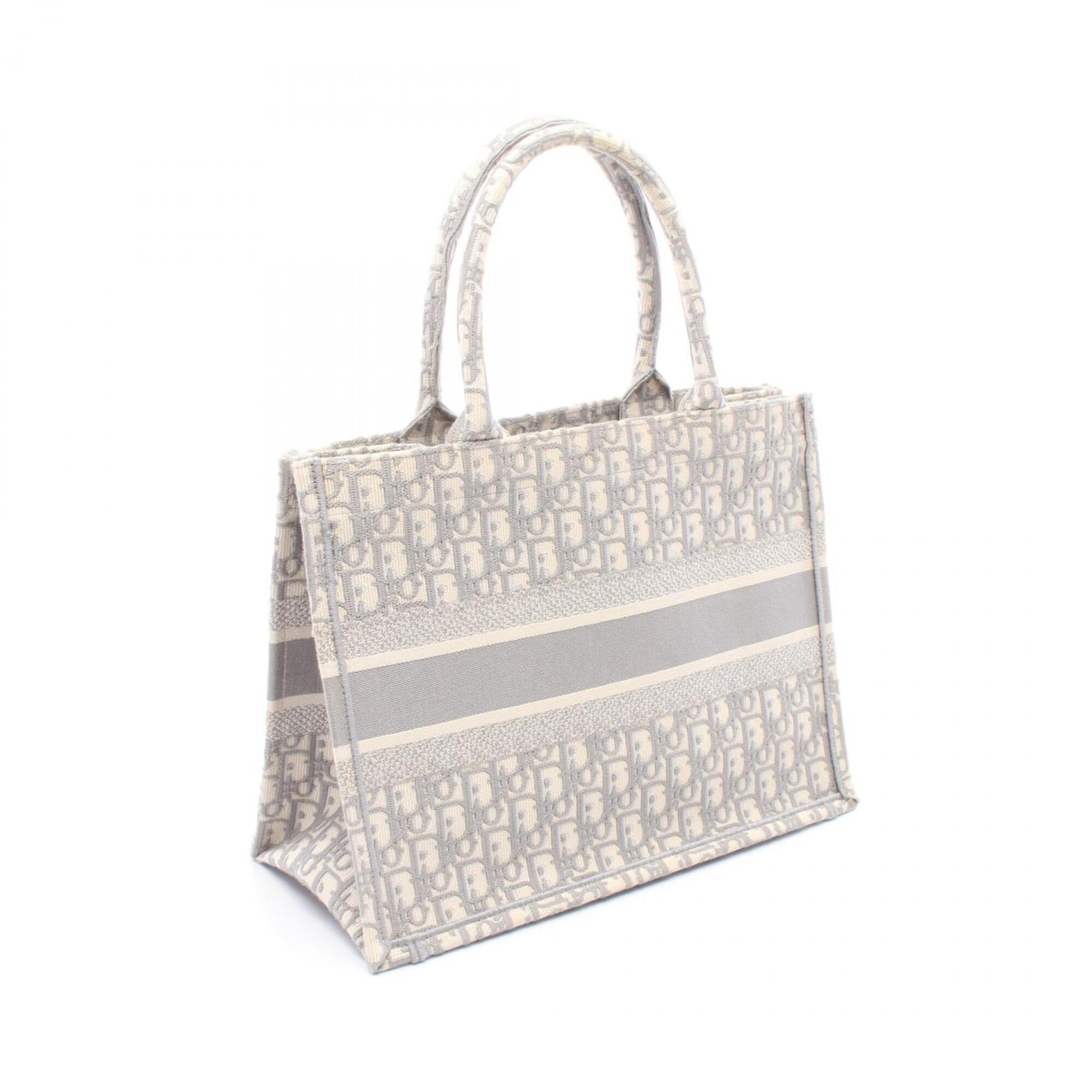Christian Dior Gray White Canvas Handbag Tote Bag (Pre-Owned)