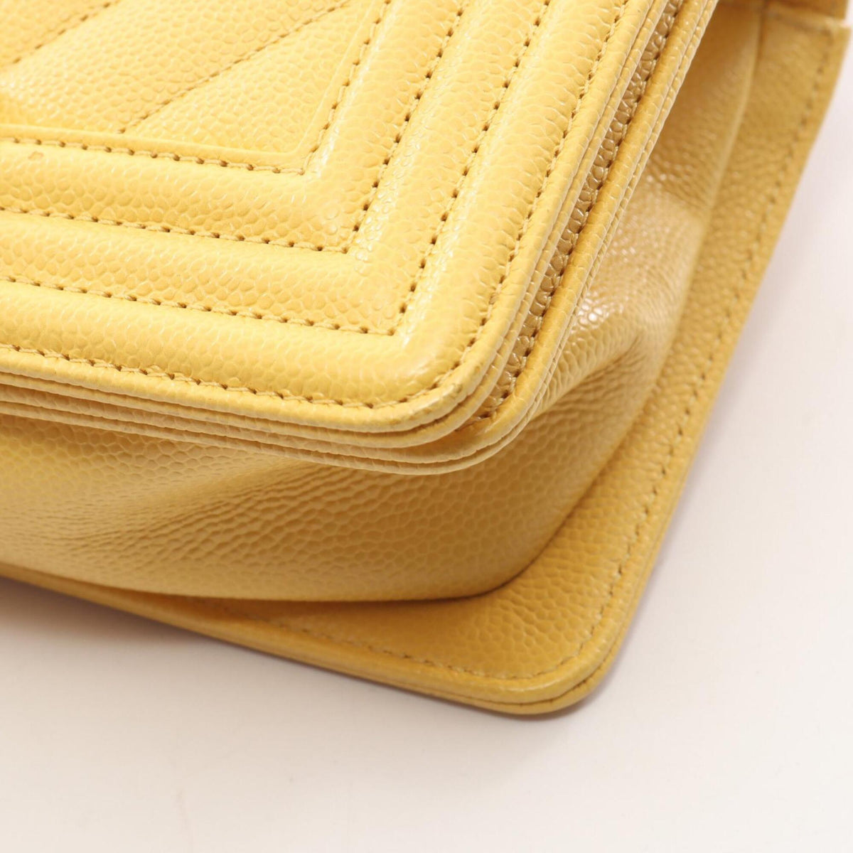 Chanel Yellow Grained Calfskin Handbag Shoulder Bag (Pre-Owned)