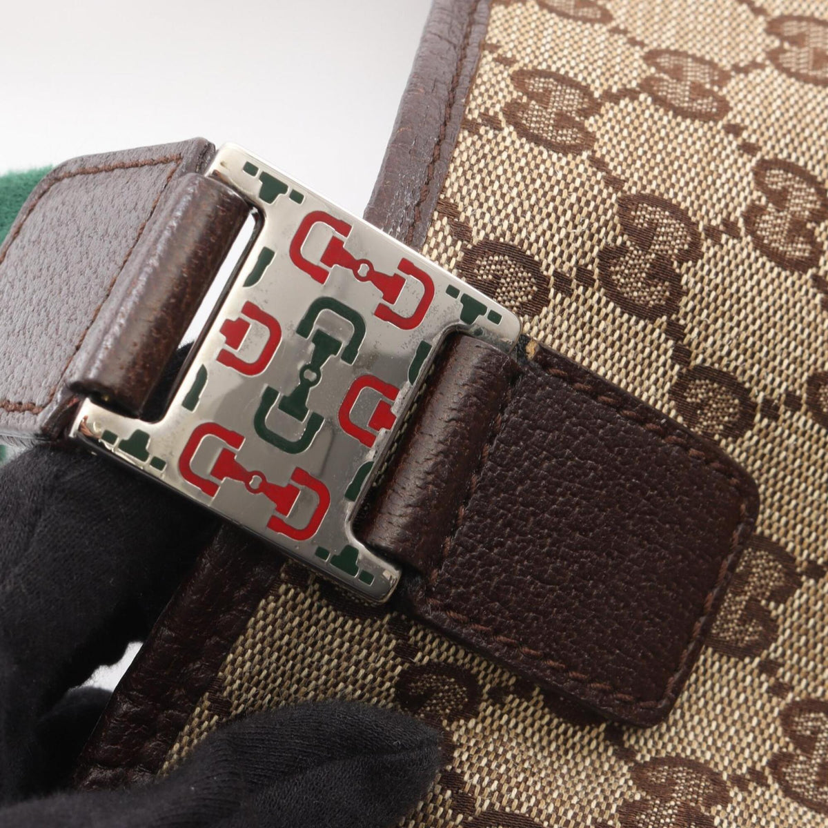 Gucci Beige Brown Multi-Color Canvas Leather Handbag (Pre-Owned)