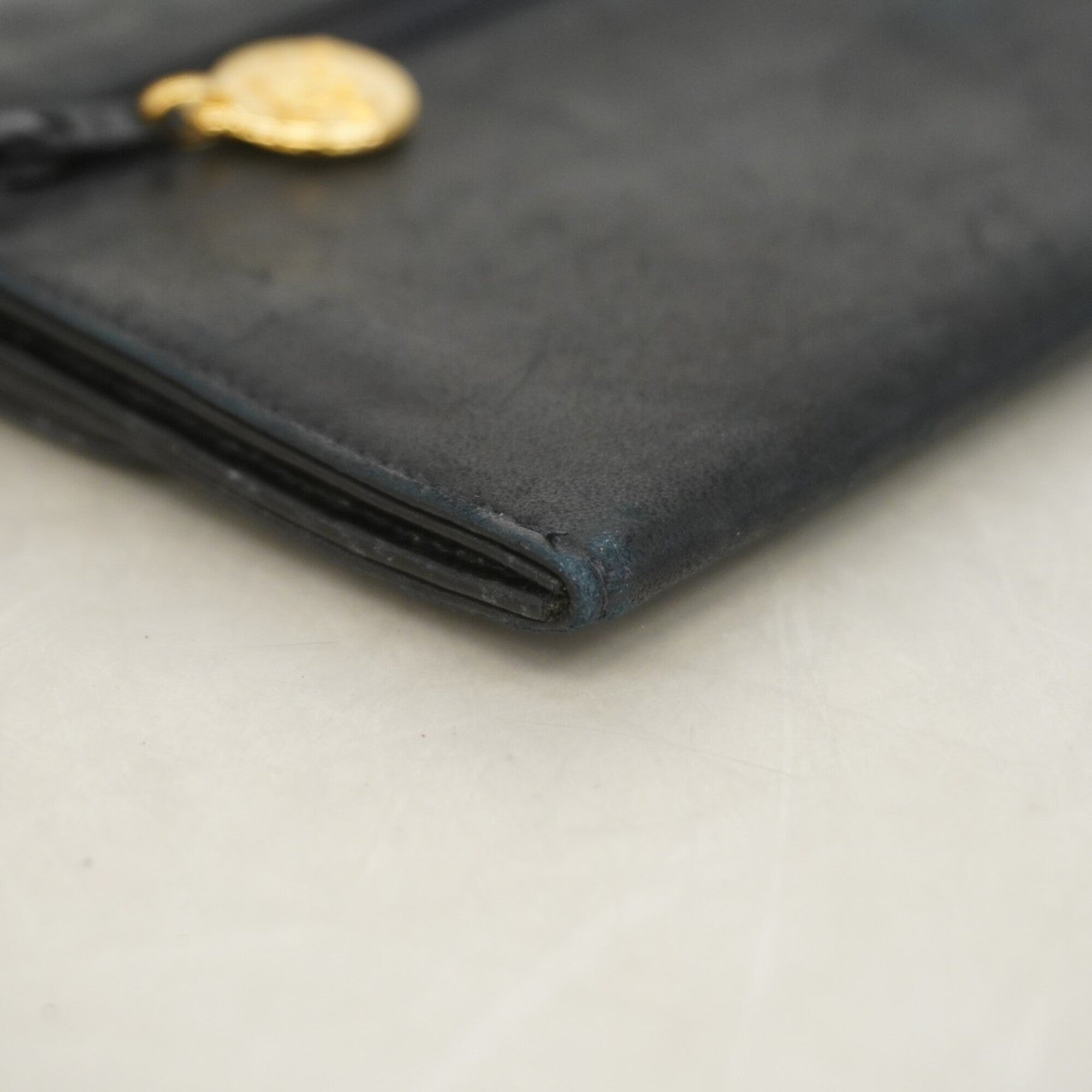 Chanel Black Leather Long Bill Wallet (Bi-Fold) (Pre-Owned)
