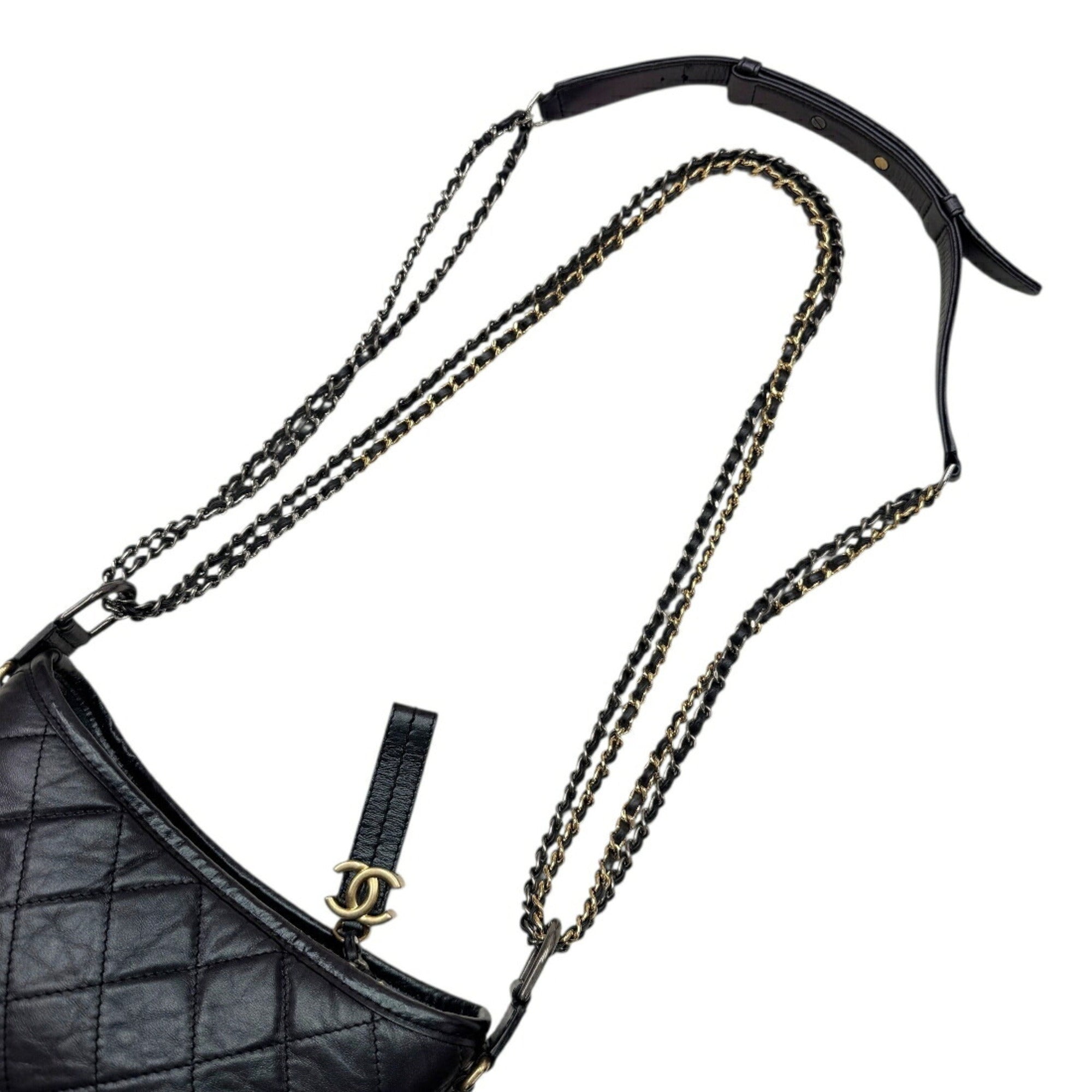 Chanel Metallic Black Leather Shoulder Bag (Pre-Owned)