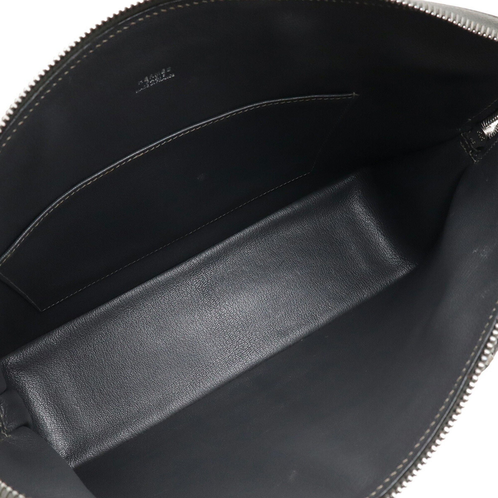 Hermes Dark Gray Box Calf Leather Handbag Tote Bag (Pre-Owned)