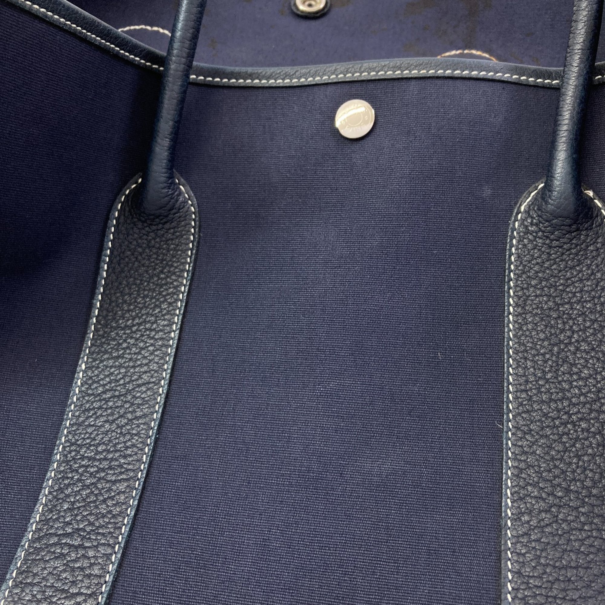 Hermes Garden Navy Toile Officier Tote Bag (Pre-Owned)