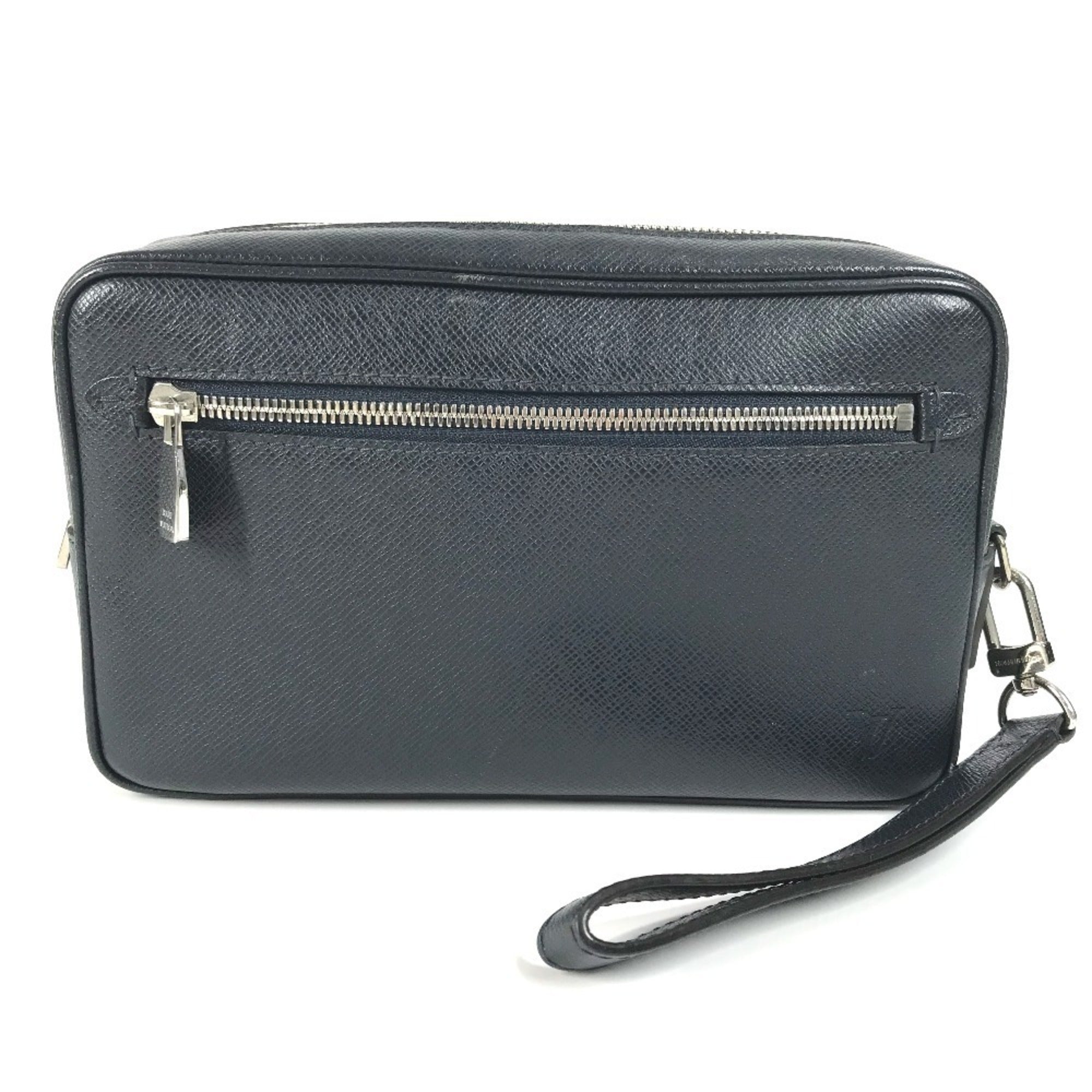 Louis Vuitton Navy Navy Blue Taiga Leather Clutch Bag Pochette Pouch (Pre-Owned)