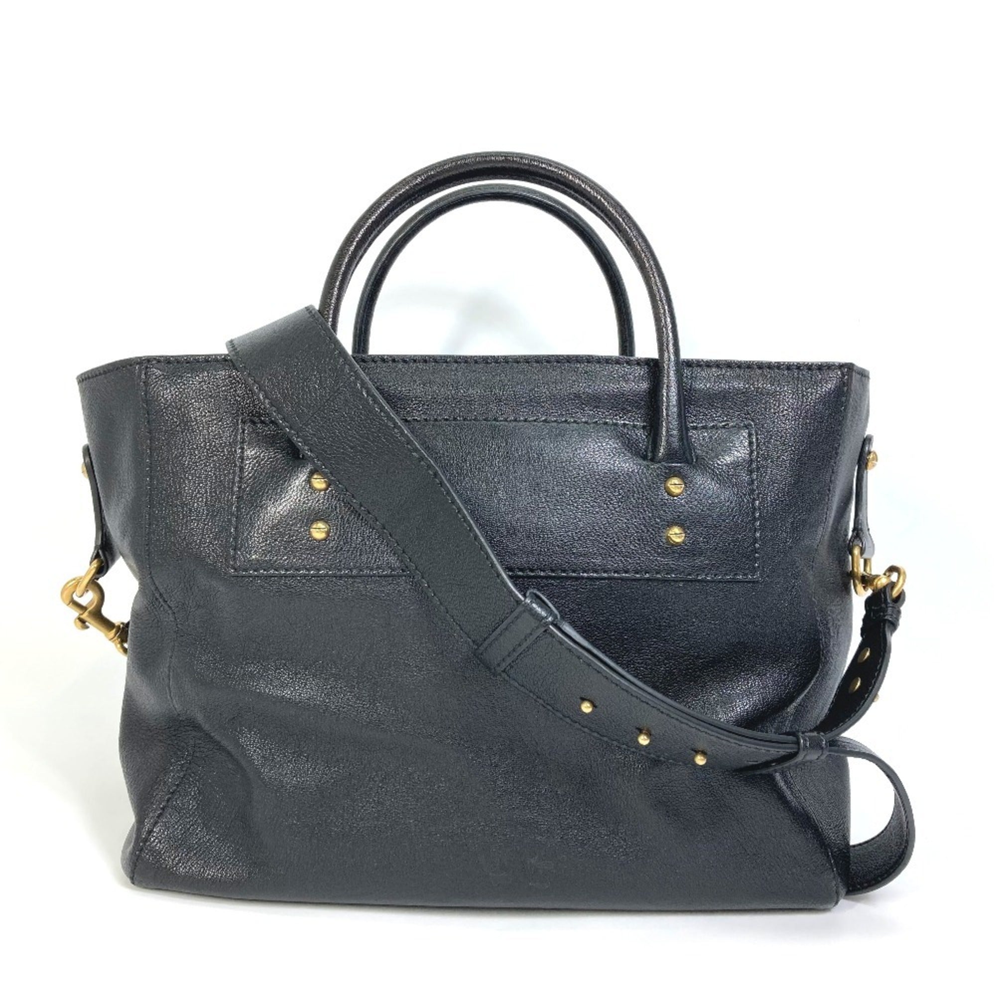 Christian Dior Black Leather Shoulder Bag Tote Bag (Pre-Owned)