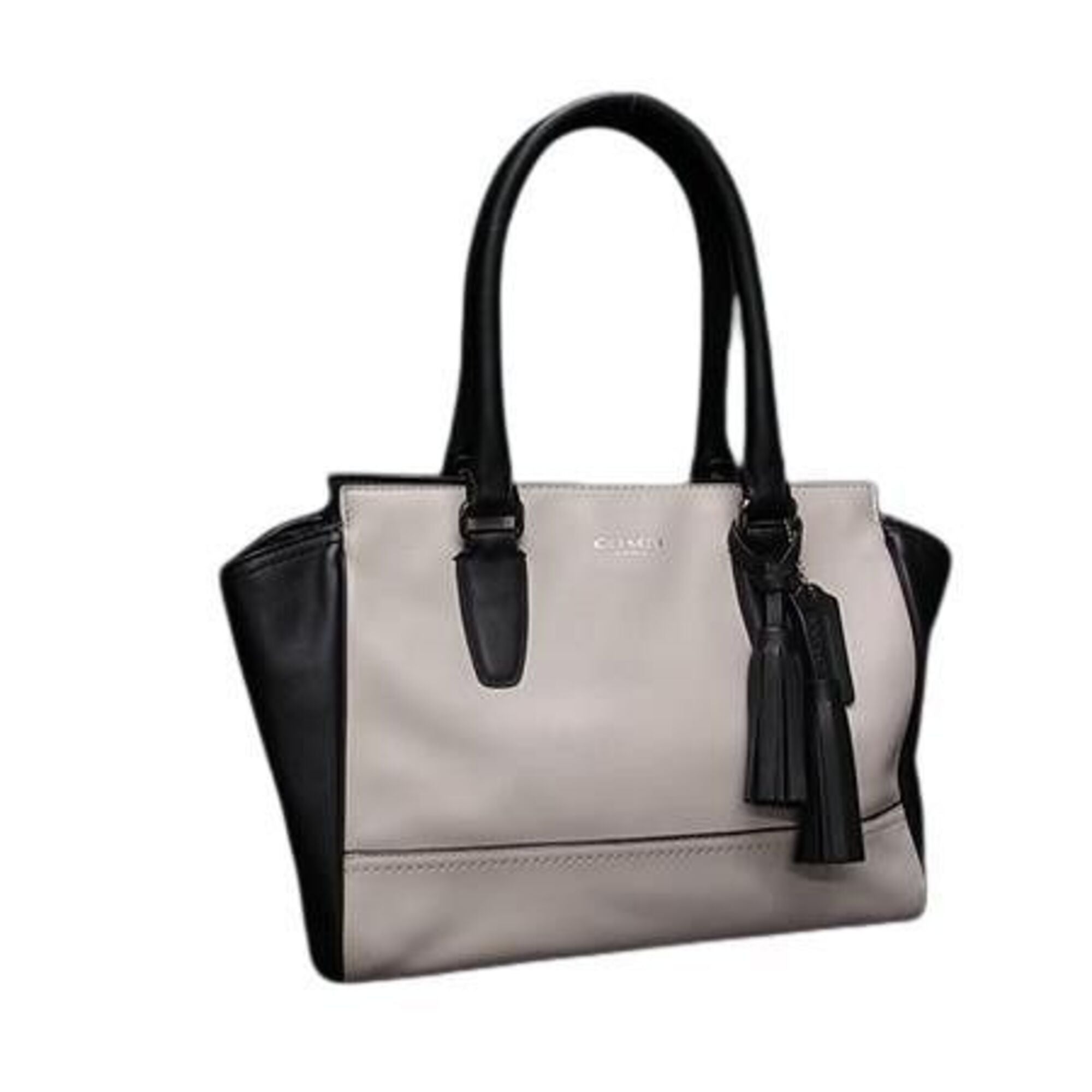 Coach Black Grayish Leather Handbag (Pre-Owned)