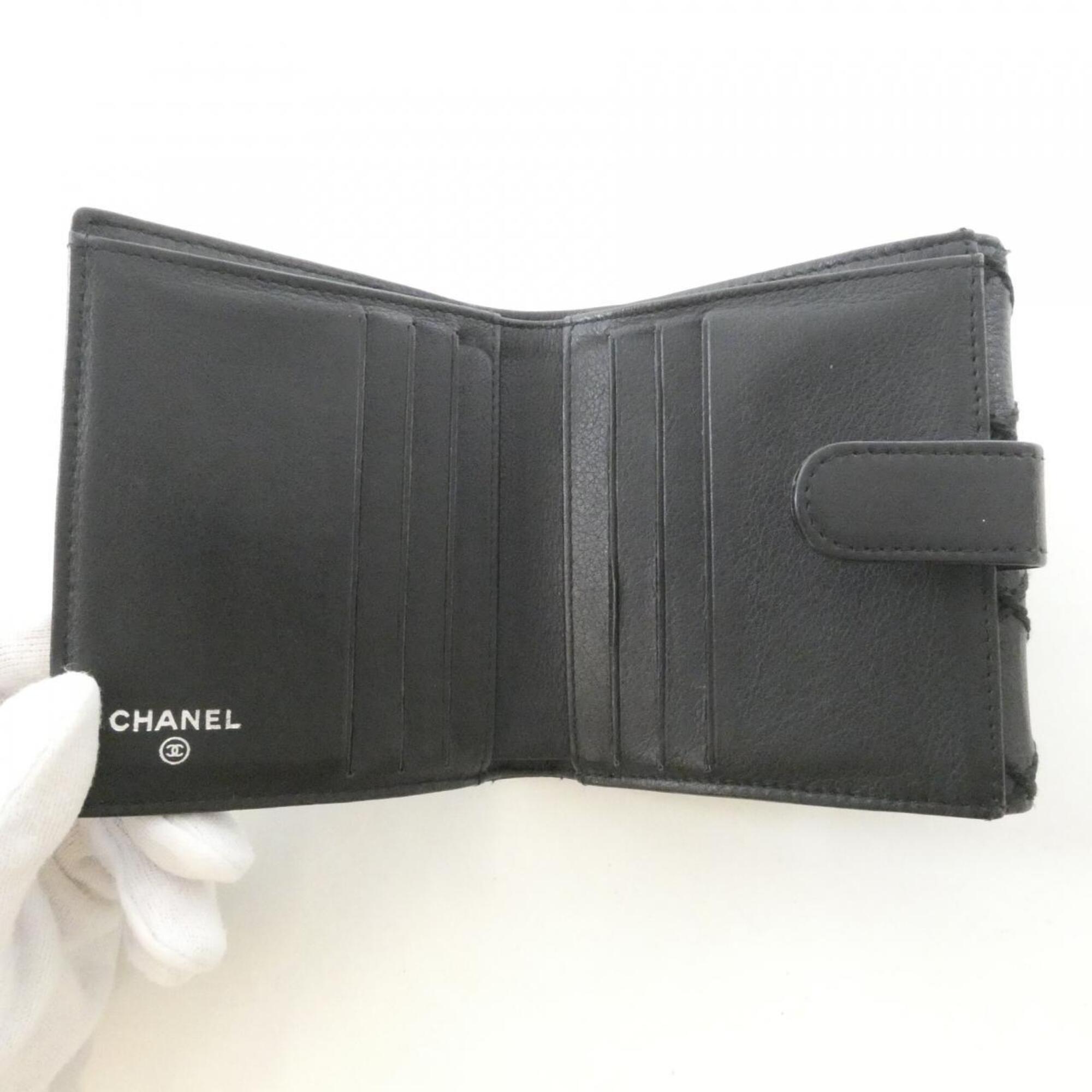 Chanel Black Leather Wallet (Bi-Fold) (Pre-Owned)