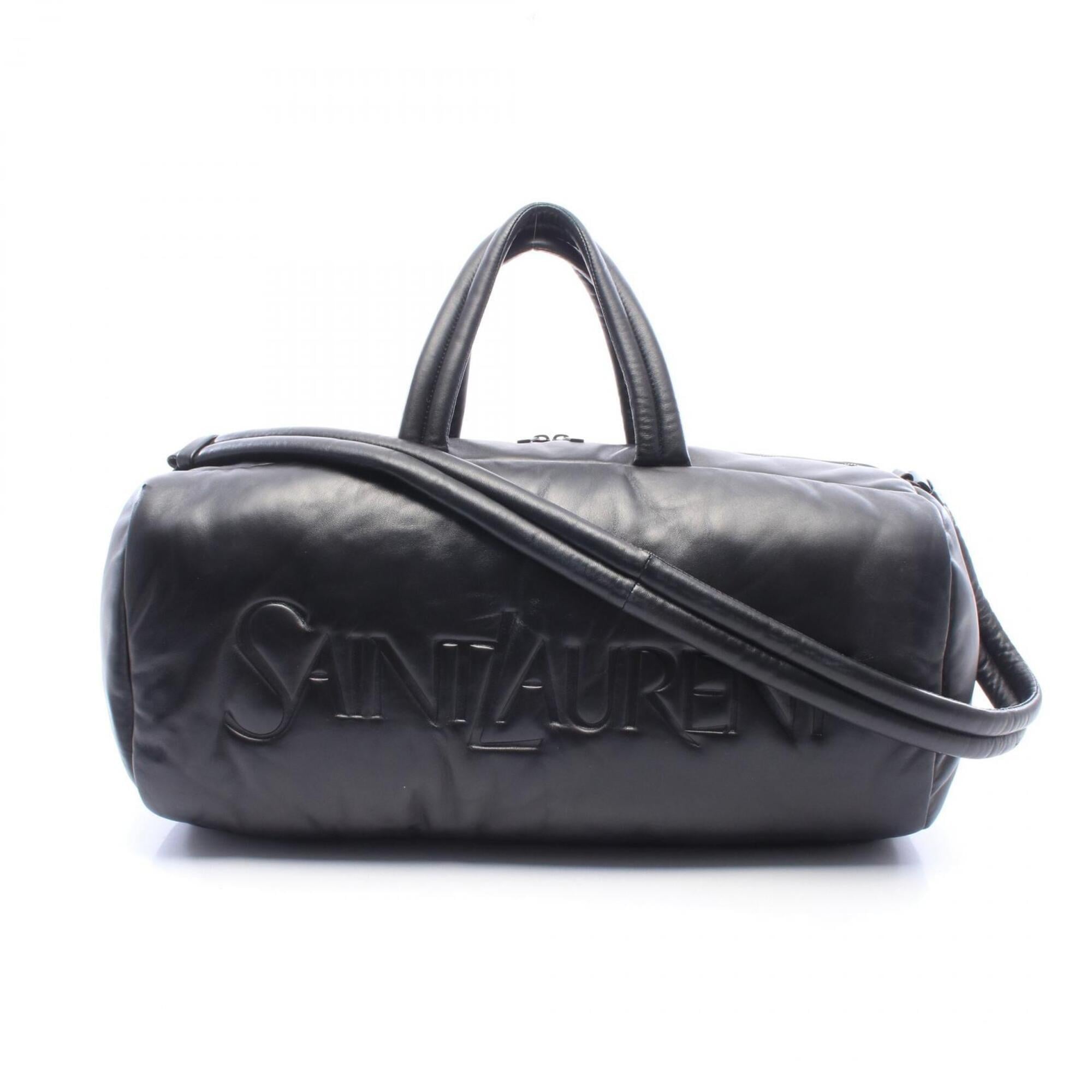 Saint Laurent Black Leather Boston Bag Handbag (Pre-Owned)