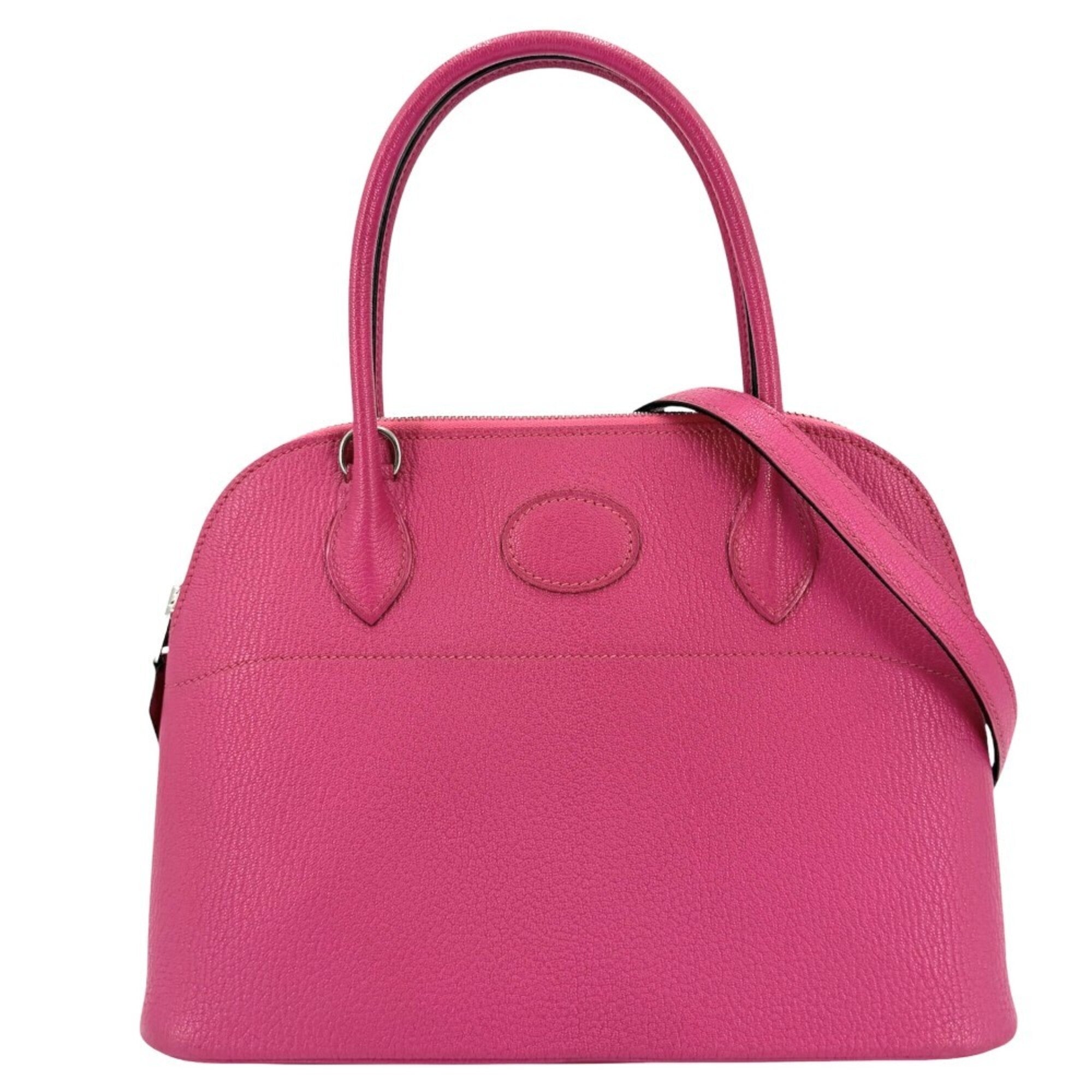 Hermes Pink Leather Handbag Shoulder Bag (Pre-Owned)