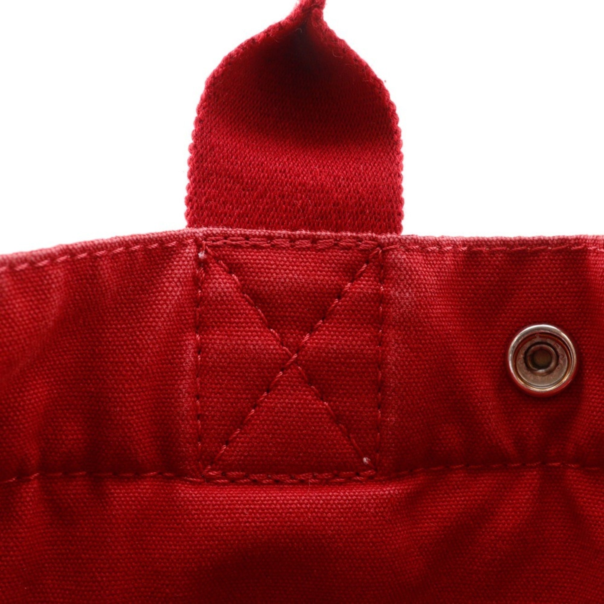 Hermes Red Color Canvas Handbag (Pre-Owned)
