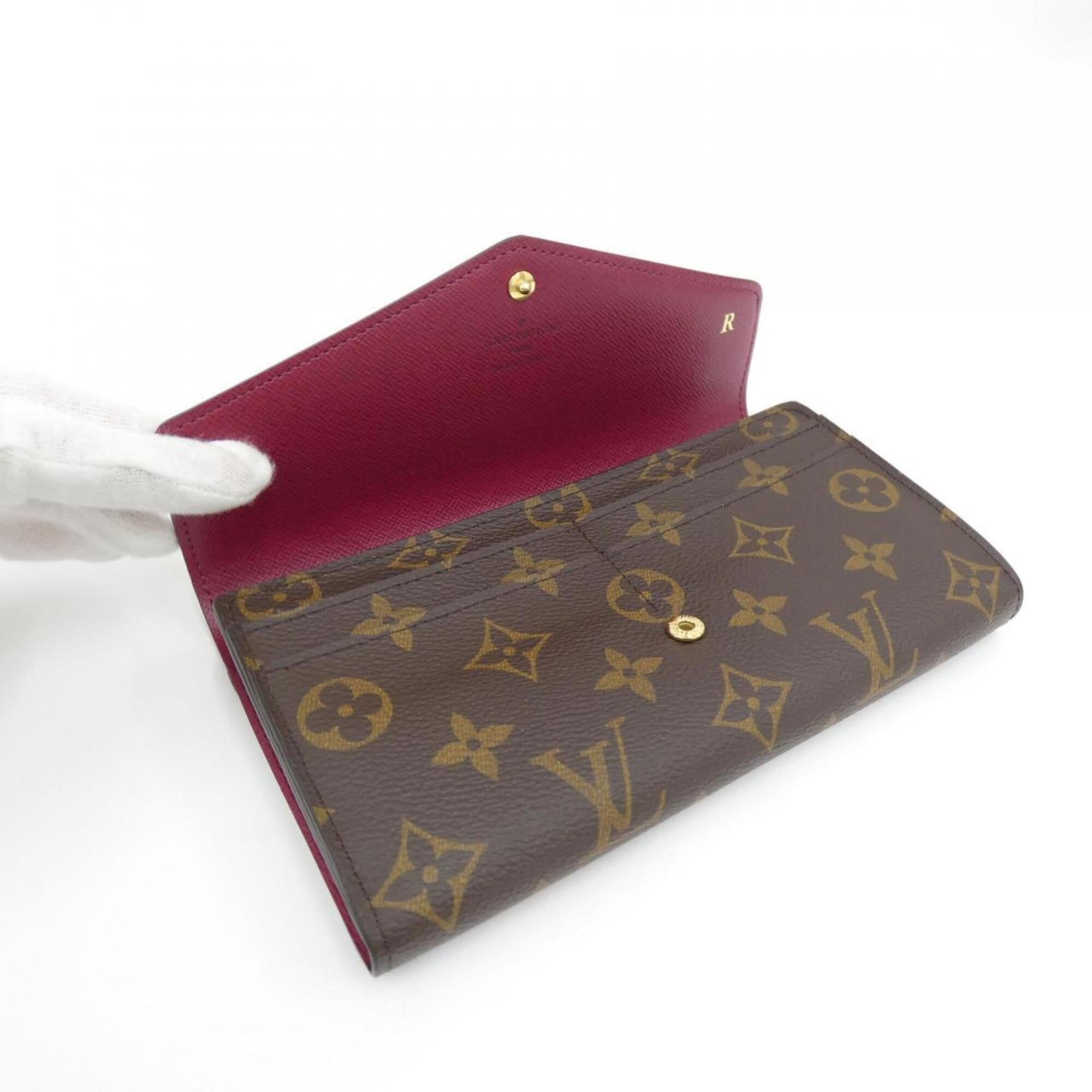 Louis Vuitton Fuchsia Marron Coated Canvas Long Wallet (Bi-Fold) (Pre-Owned)