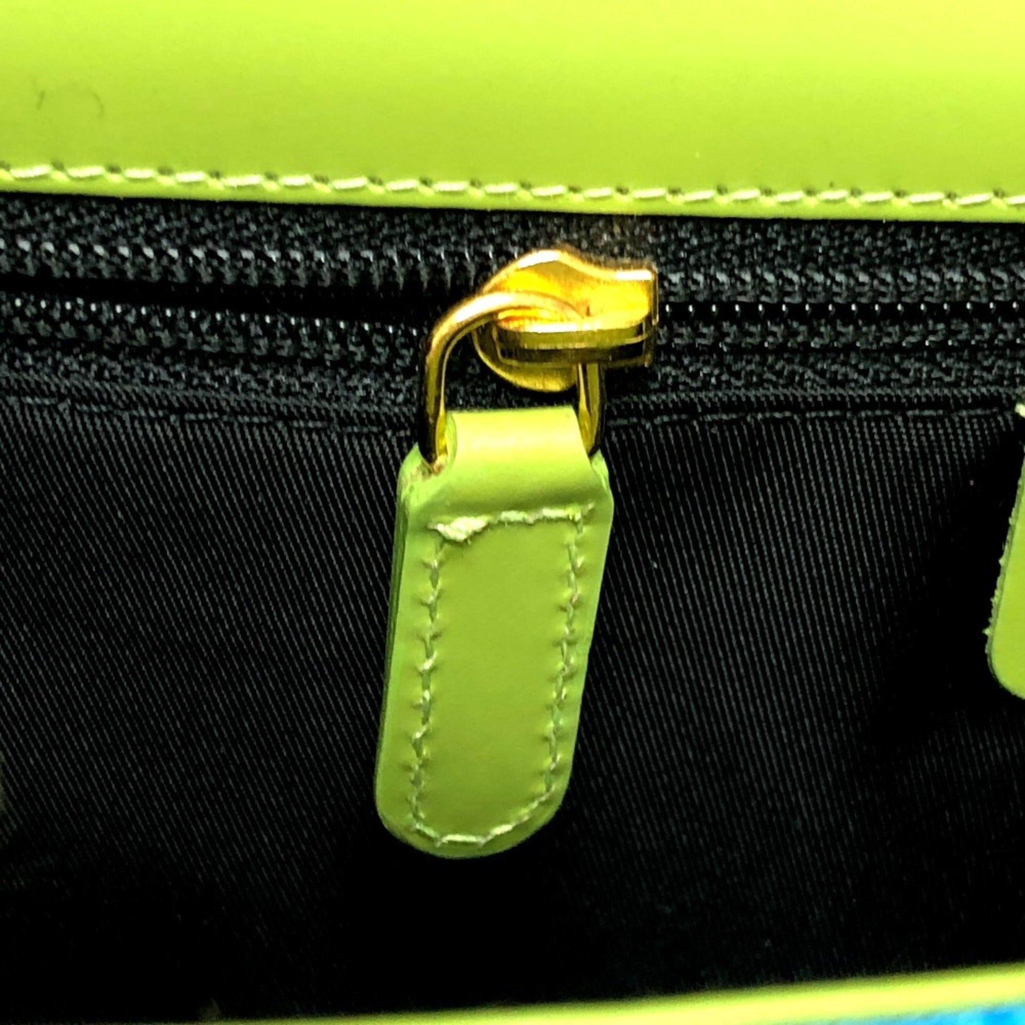 Bvlgari Blue Light Green Leather Nylon Clutch Bag Shoulder Bag (Pre-Owned)