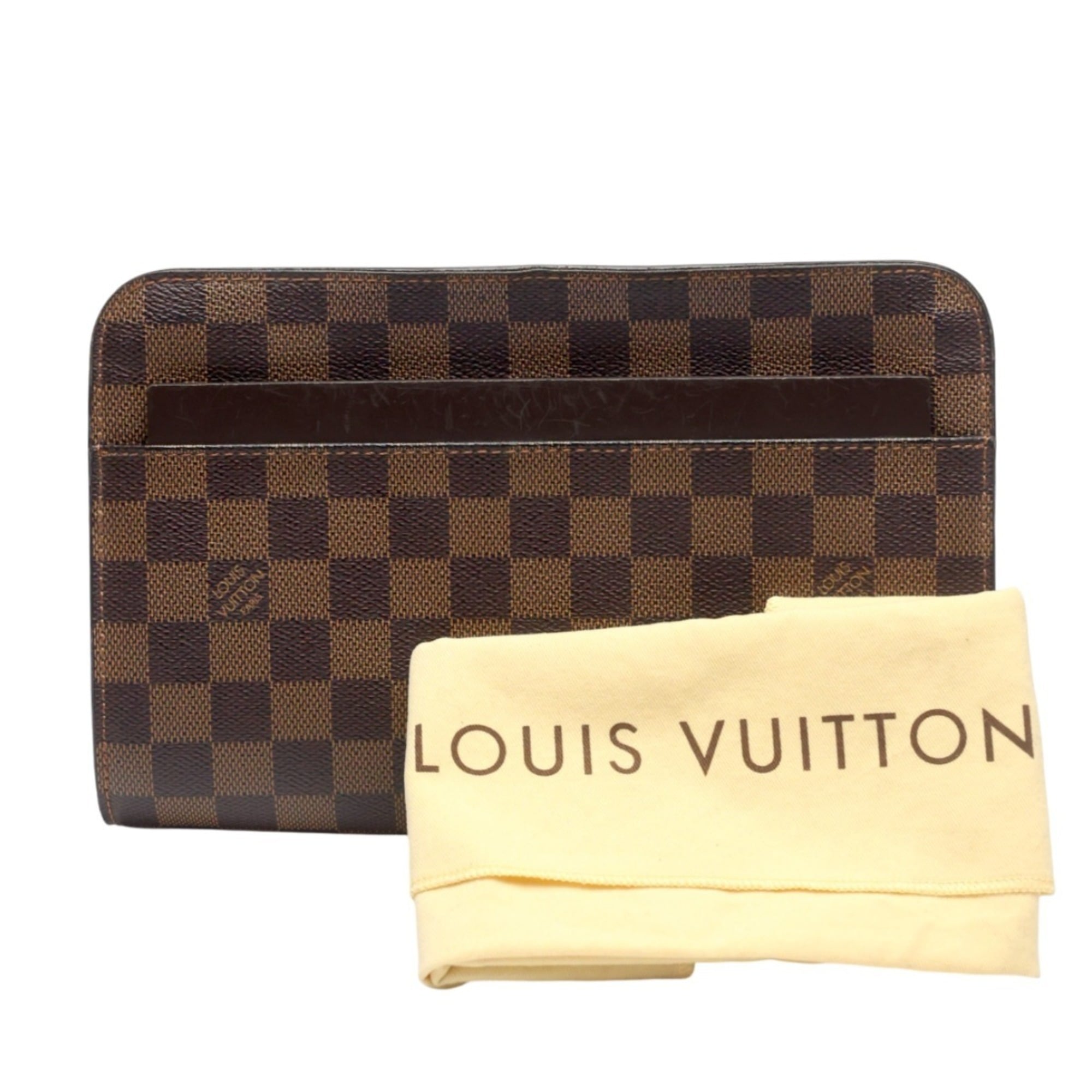 Louis Vuitton Damier Brown Damier Canvas Clutch Bag (Pre-Owned)