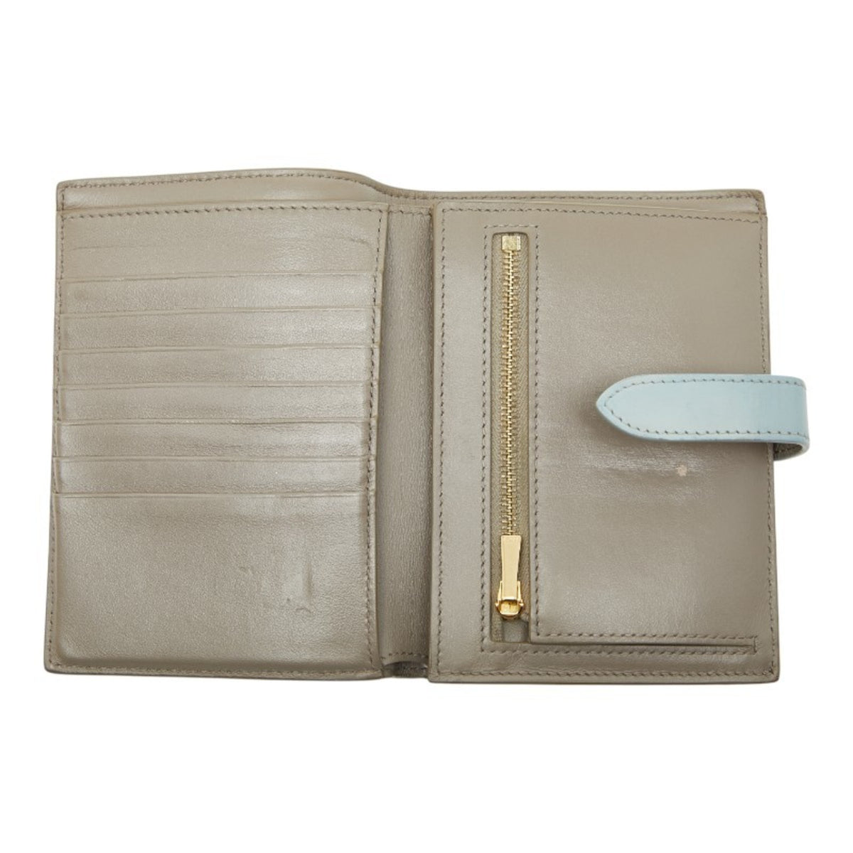 Celine Beige Blue Leather Wallet (Bi-Fold) (Pre-Owned)