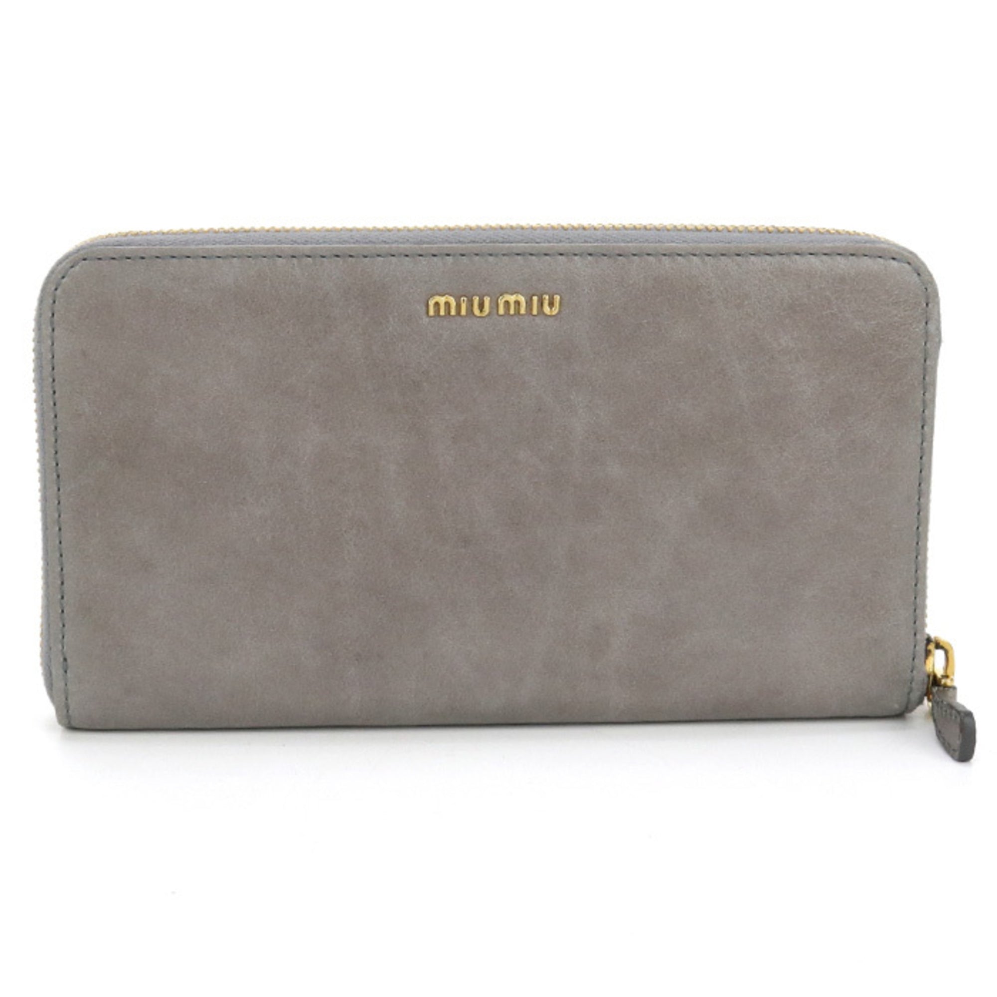 Miu Miu Gray Leather Coin Purse/Coin Case (Pre-Owned)